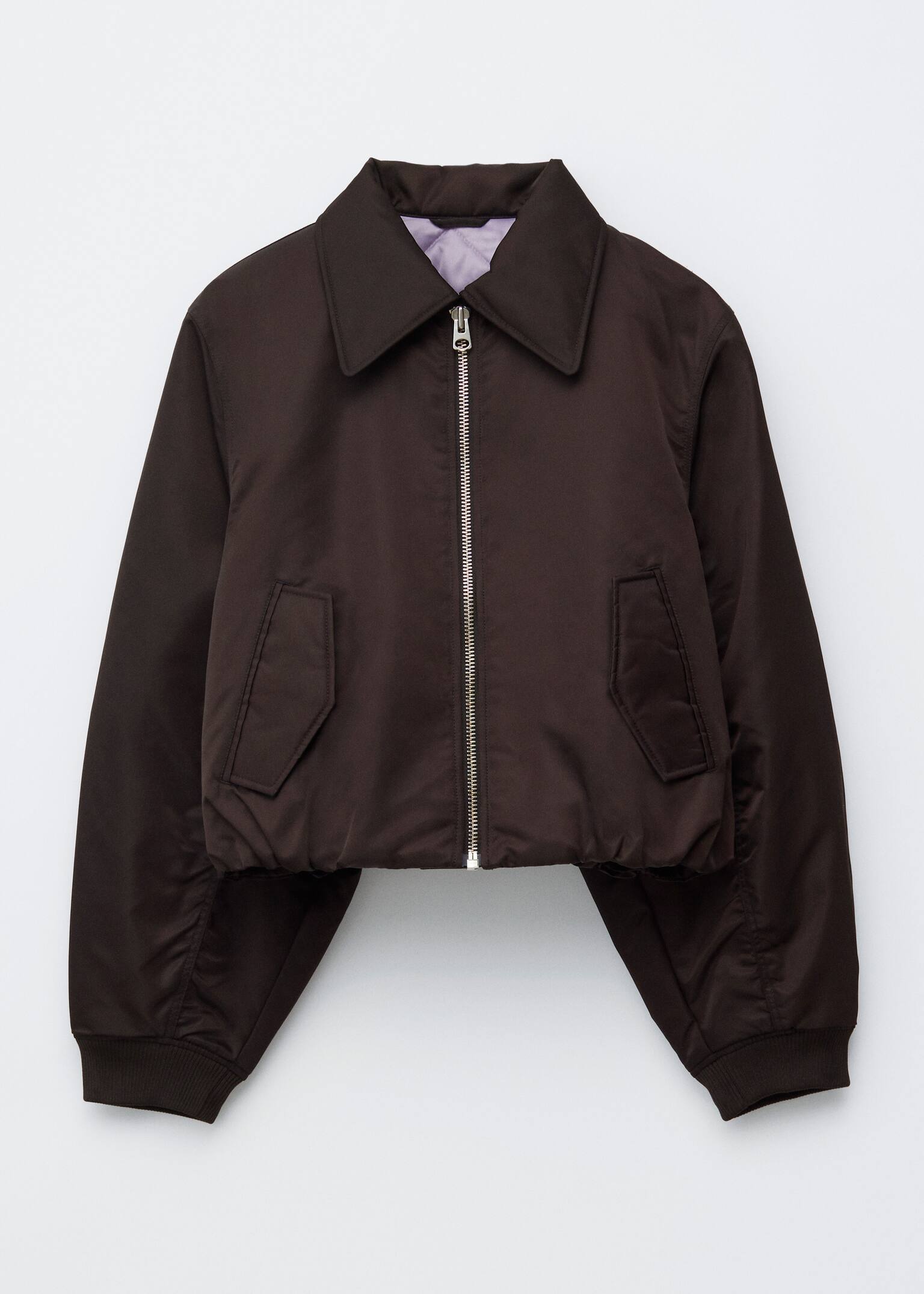 Verkürzte Bomberjacke - Dunkelbraun/Khaki-Braun - 2