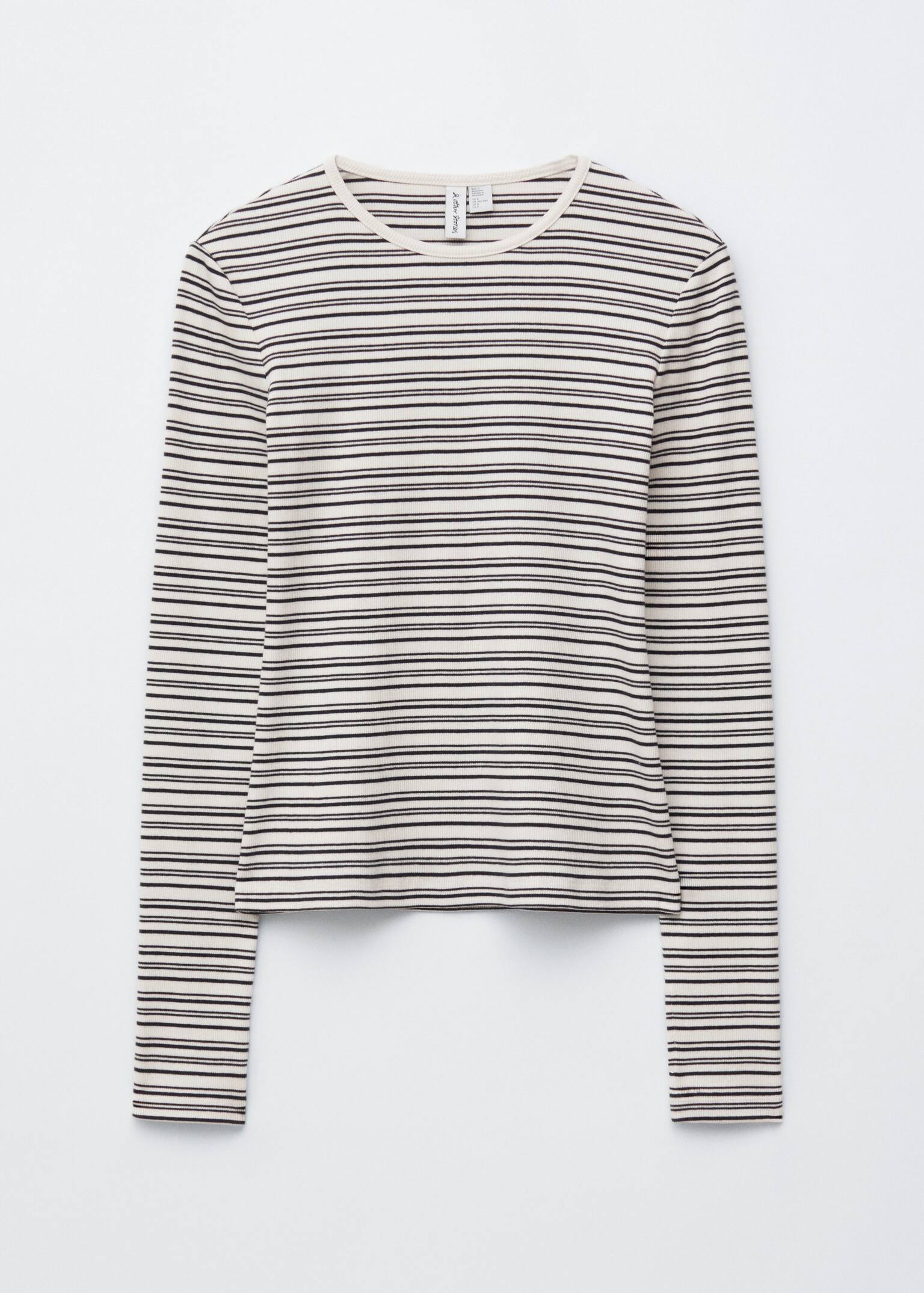 Langarmshirt aus Jersey - Weiß/Dunkelblaue Streifen/Creme/Braun gestreift - 2