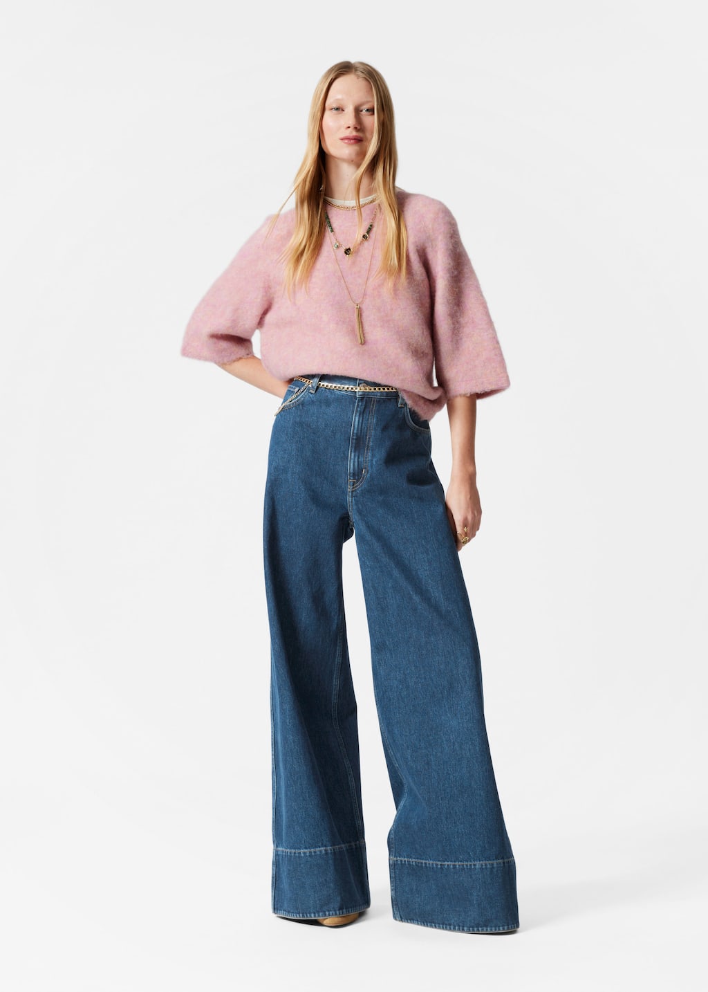 Haut en maille d’alpaga mélangé - Avoine - Lookbook