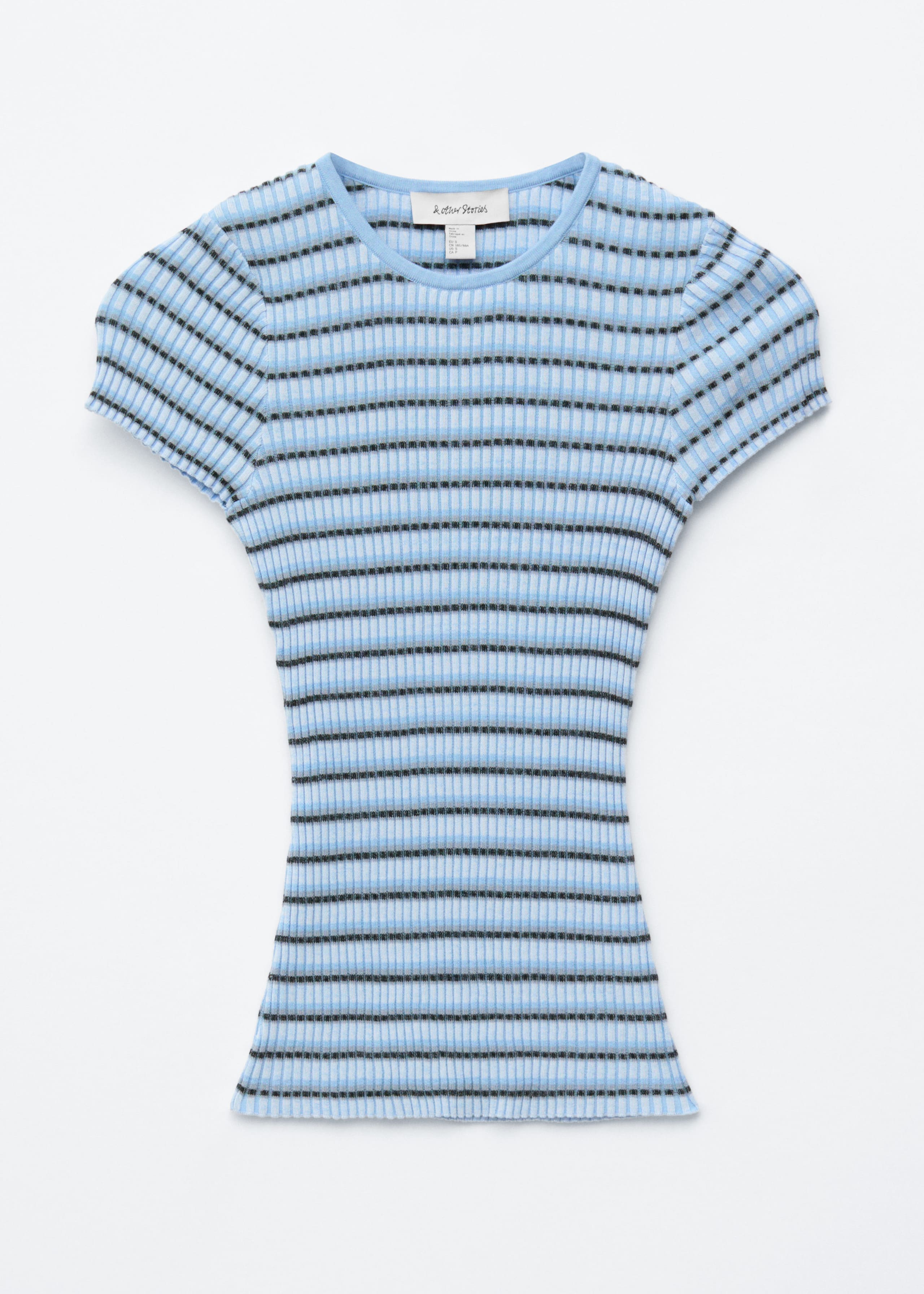 Image of Striped Rib-Knit T-shirt
