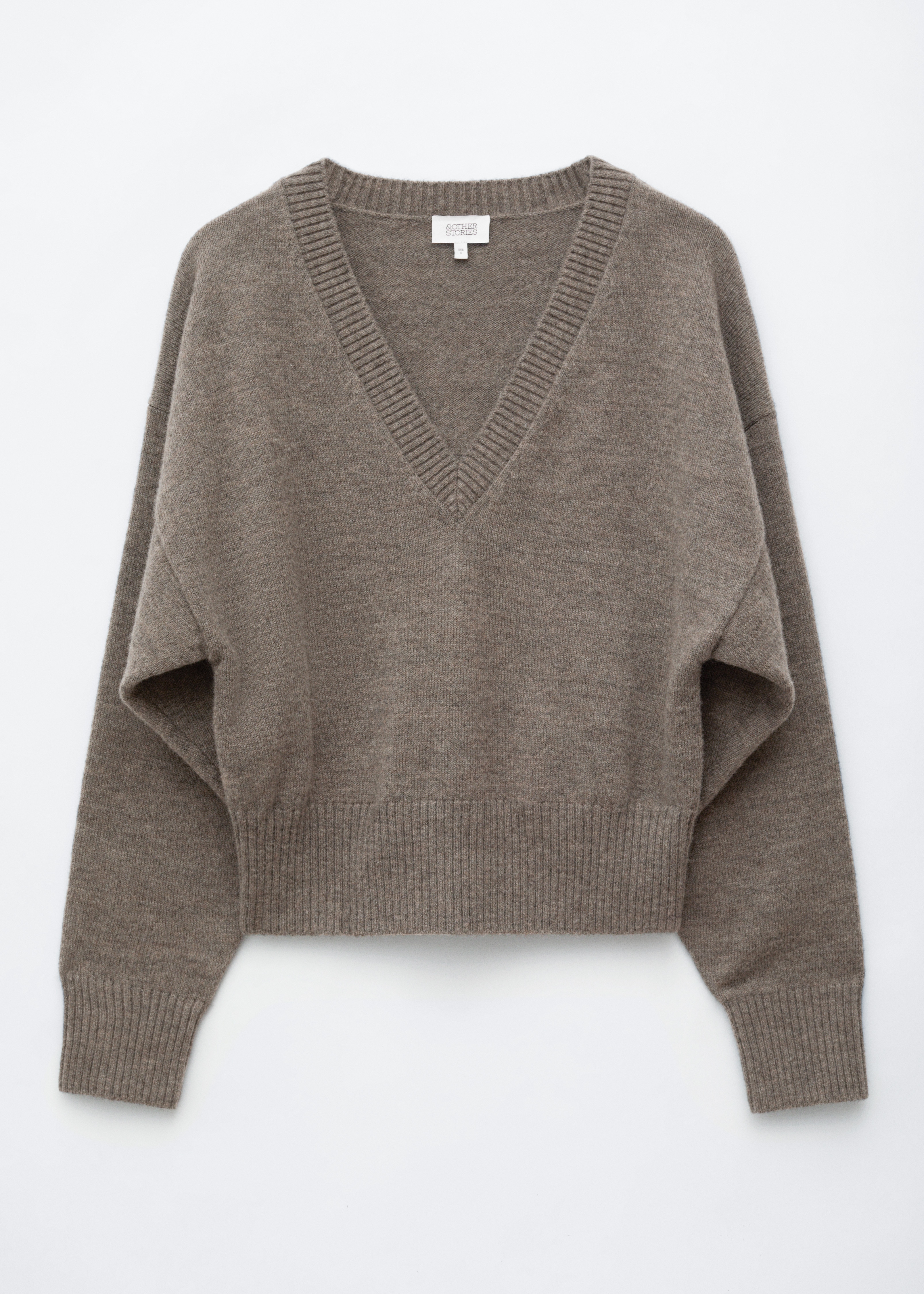 Pullover aus Wolle und Baumwolle mit V-Ausschnitt - Dunkles Graubraun/Dunkelrot/Rosa/Grau