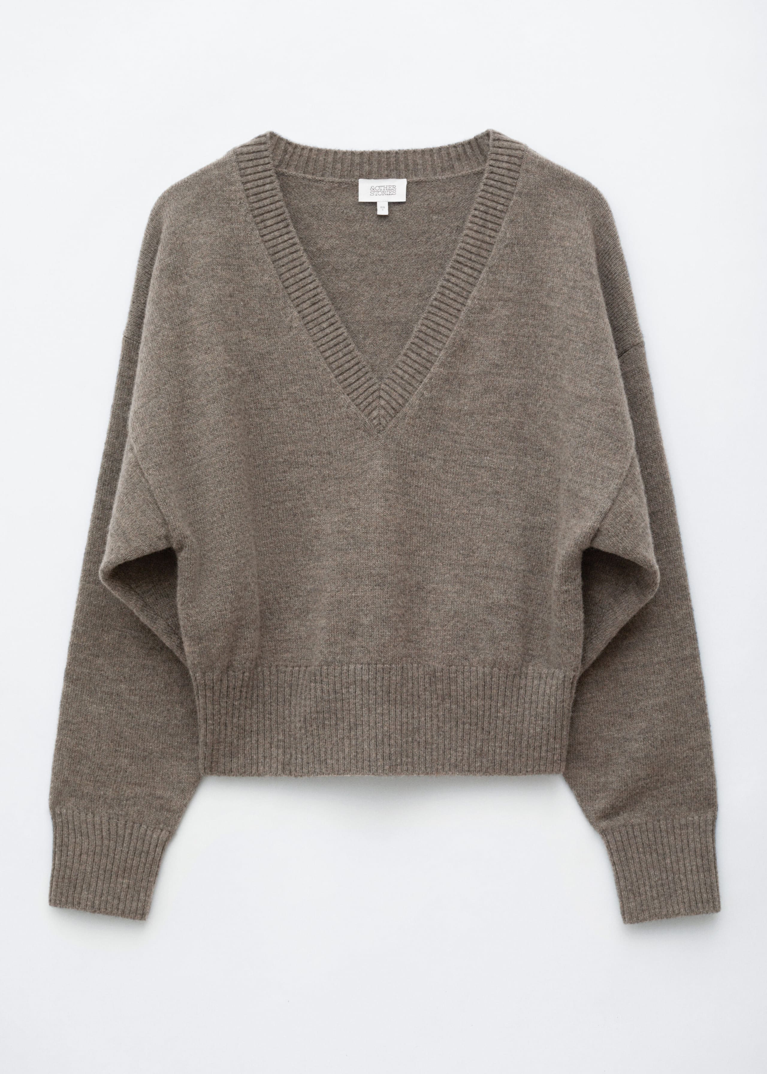 Wool-Cotton V-Neck Jumper - Dark Mole - Still Life