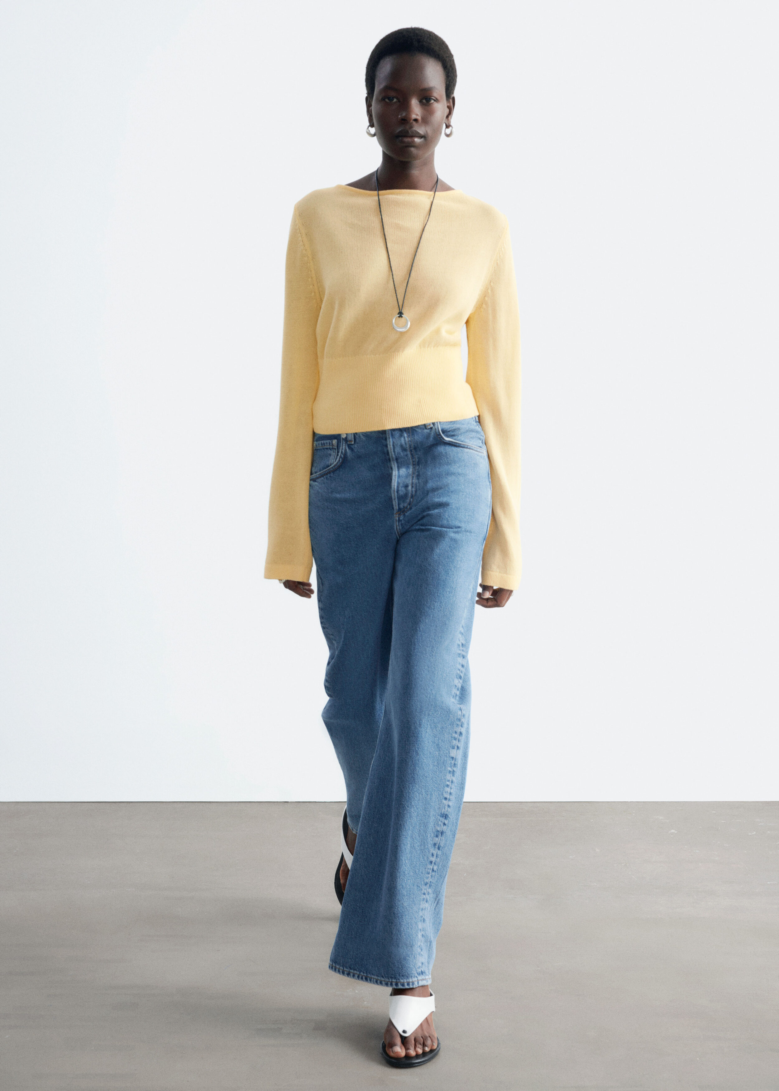 Rolled Edge Boat-Neck Top - Yellow - & Other Stories US