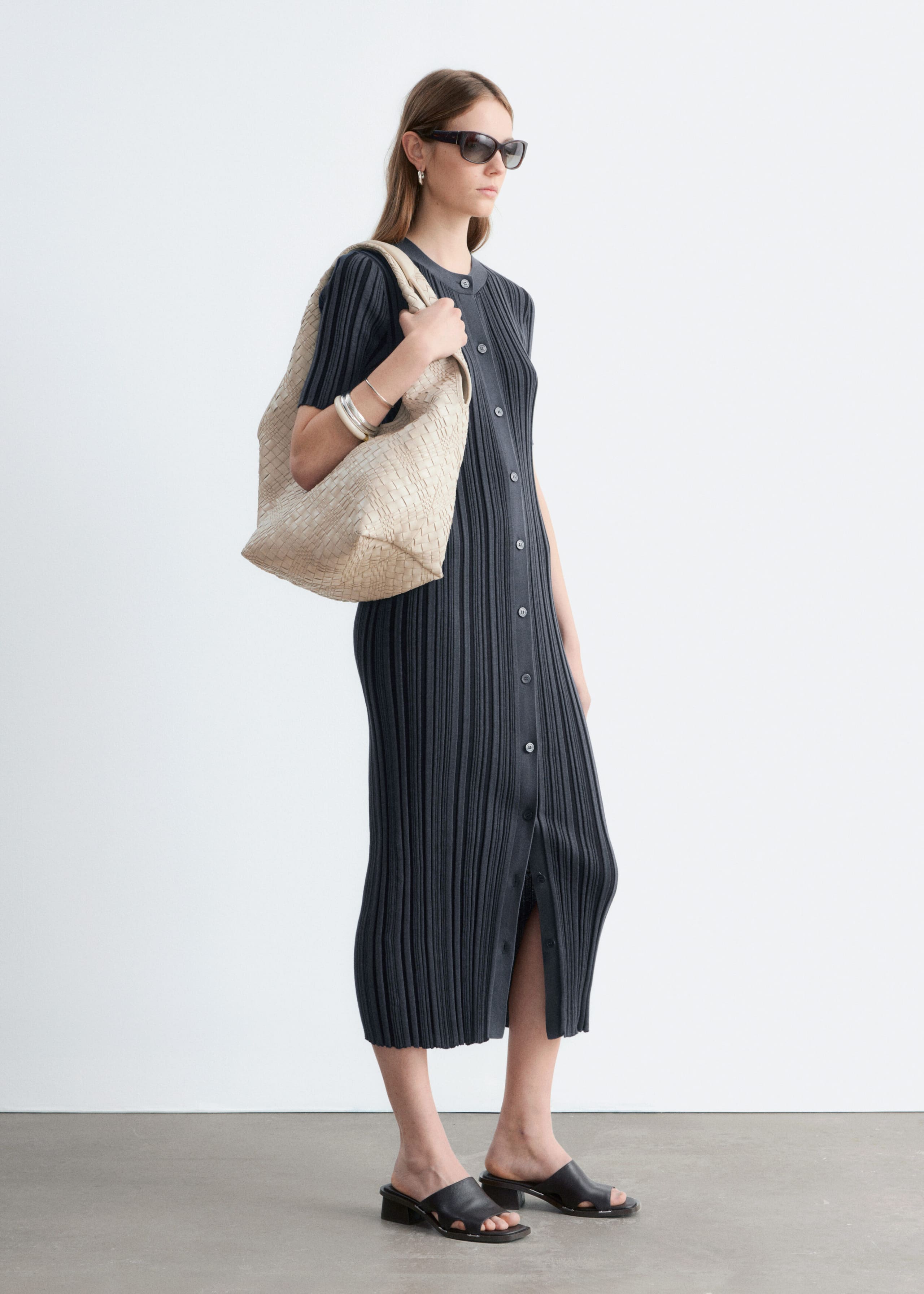 Image of Rib-Knit Midi Dress