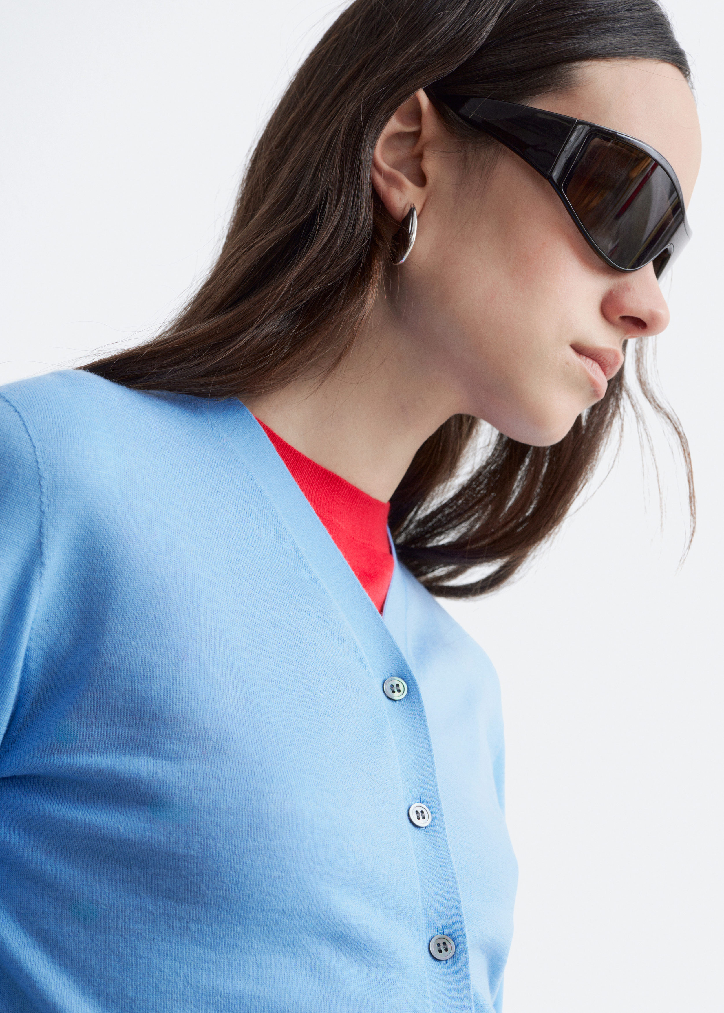 Heart Button Knit Cardigan - Light Blue - & Other Stories BE