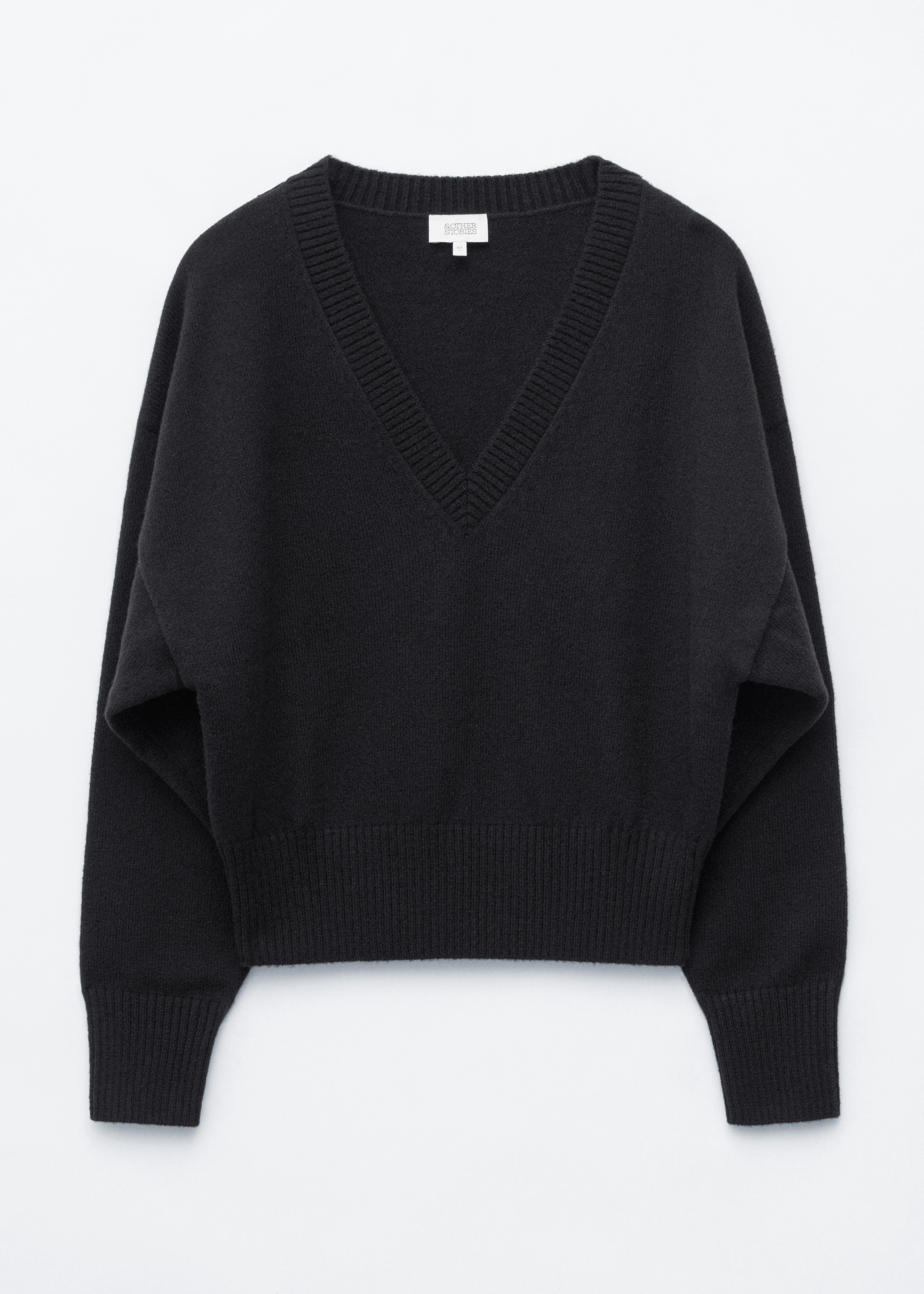 Wool-Cotton V-Neck Jumper - שחור