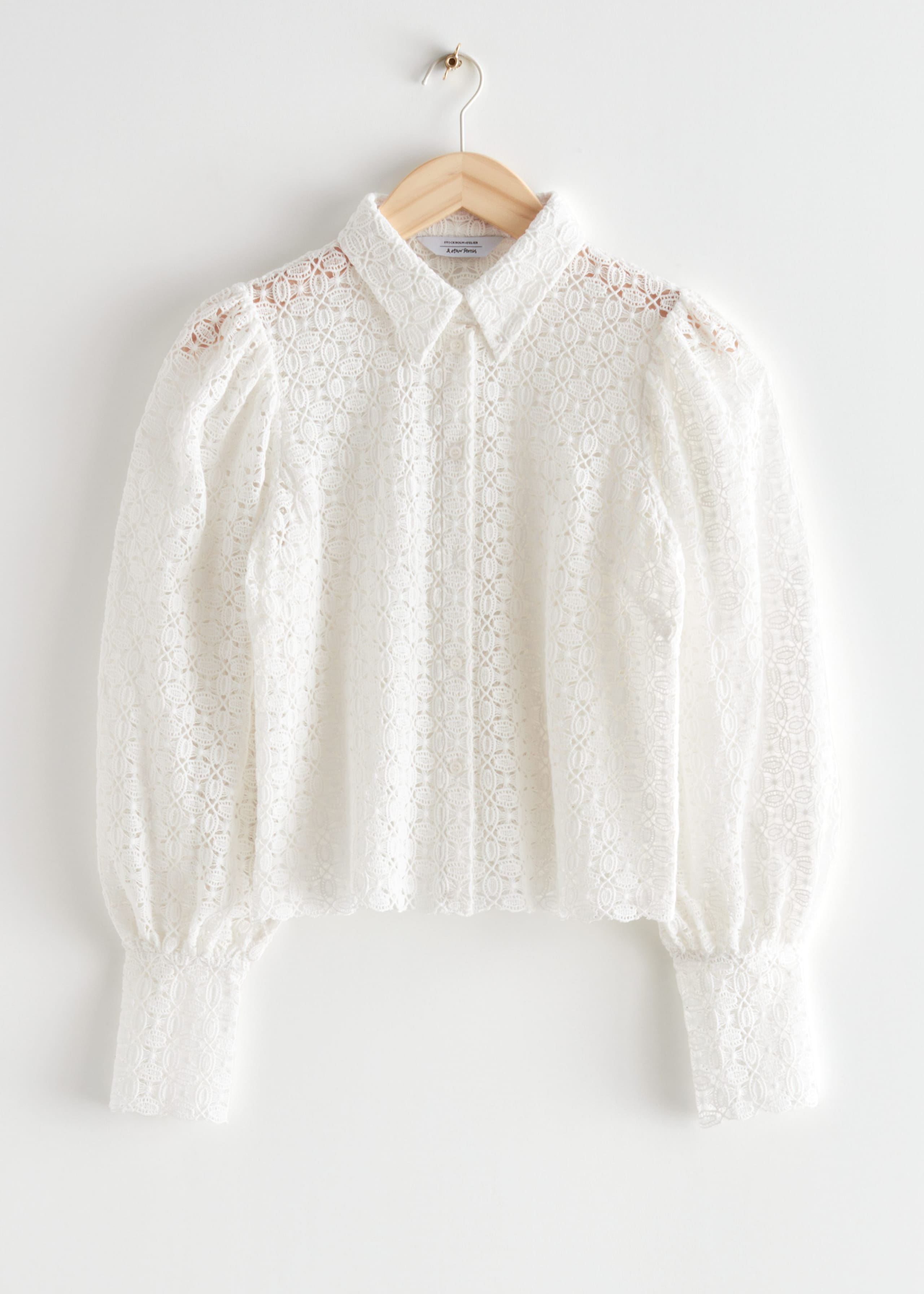 Scalloped Lace Blouse - White - Natura morta