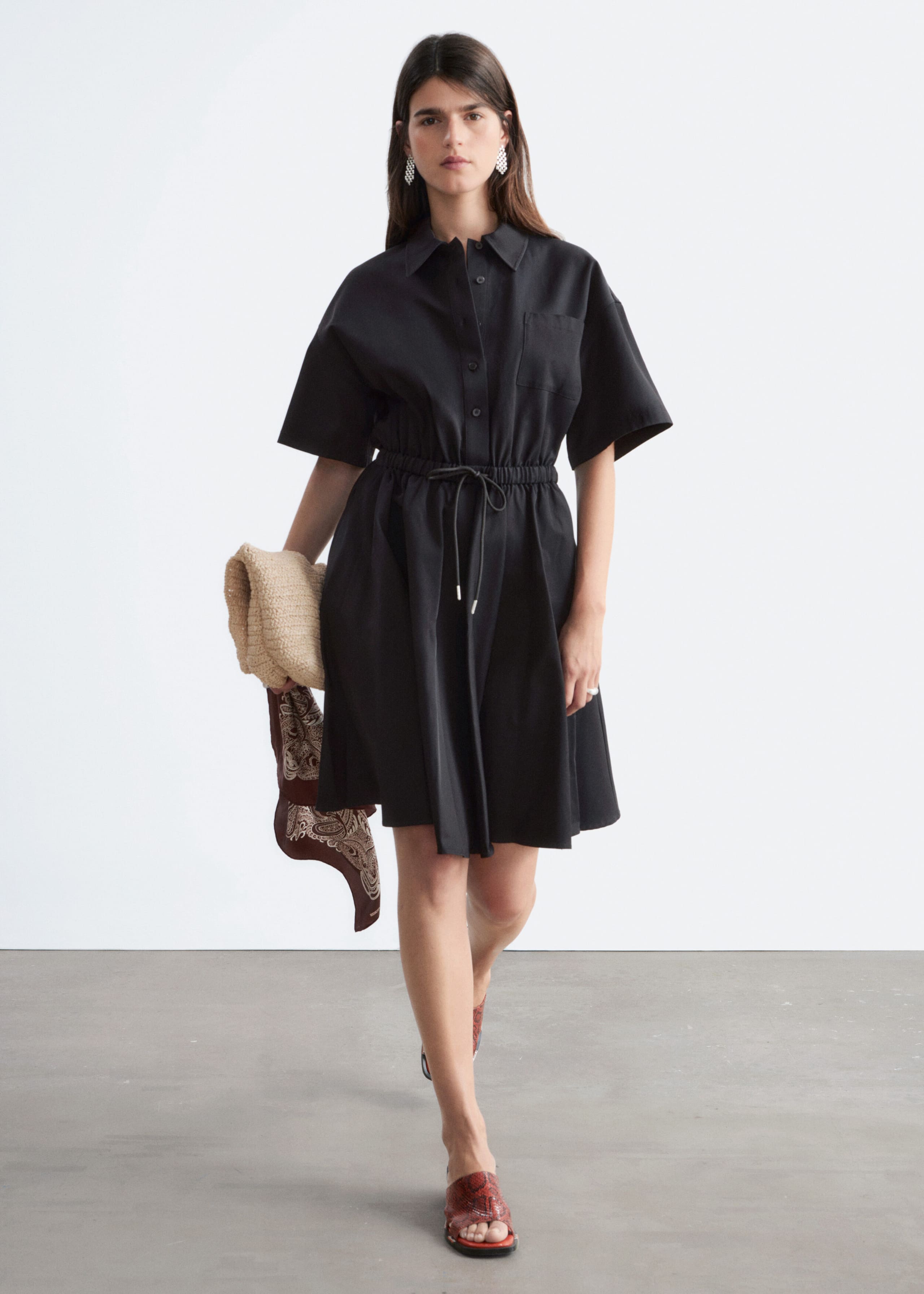 Image of Flared Drawcord Mini Dress