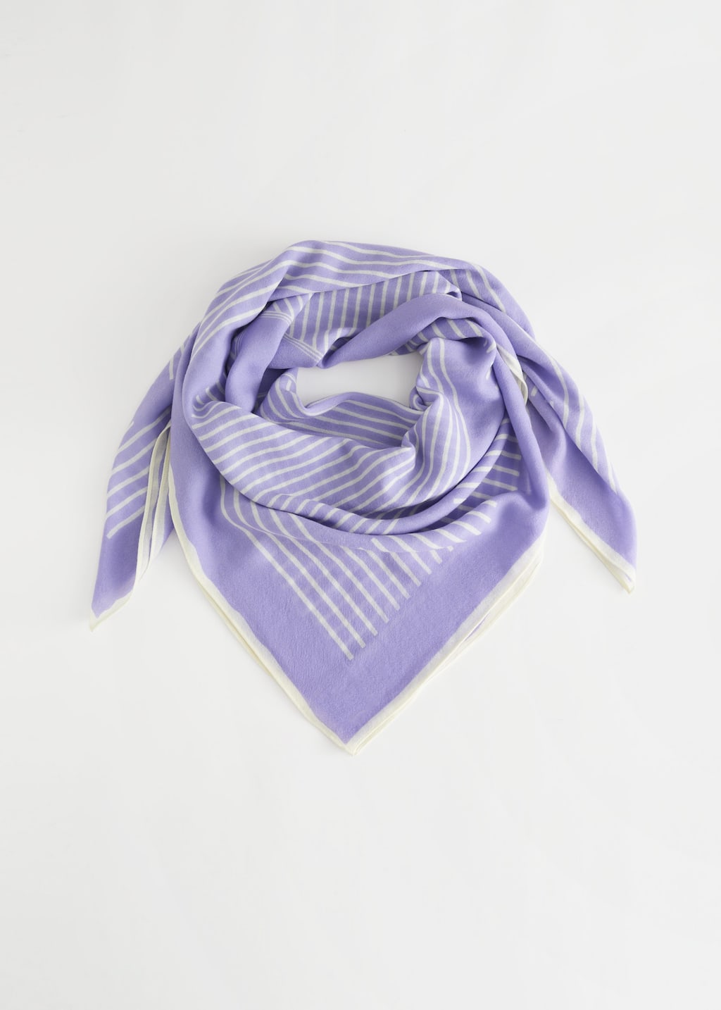 StripedLightWoolScarf - White Print - Natura morta