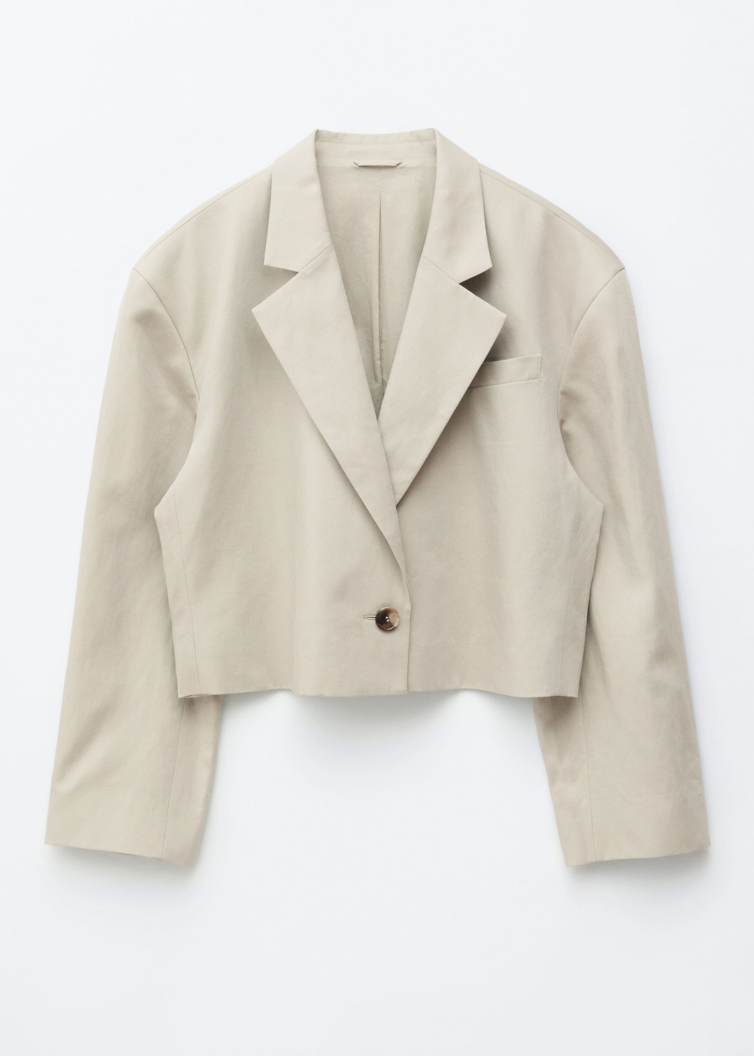 Image of Cropped Linen-Blend Blazer