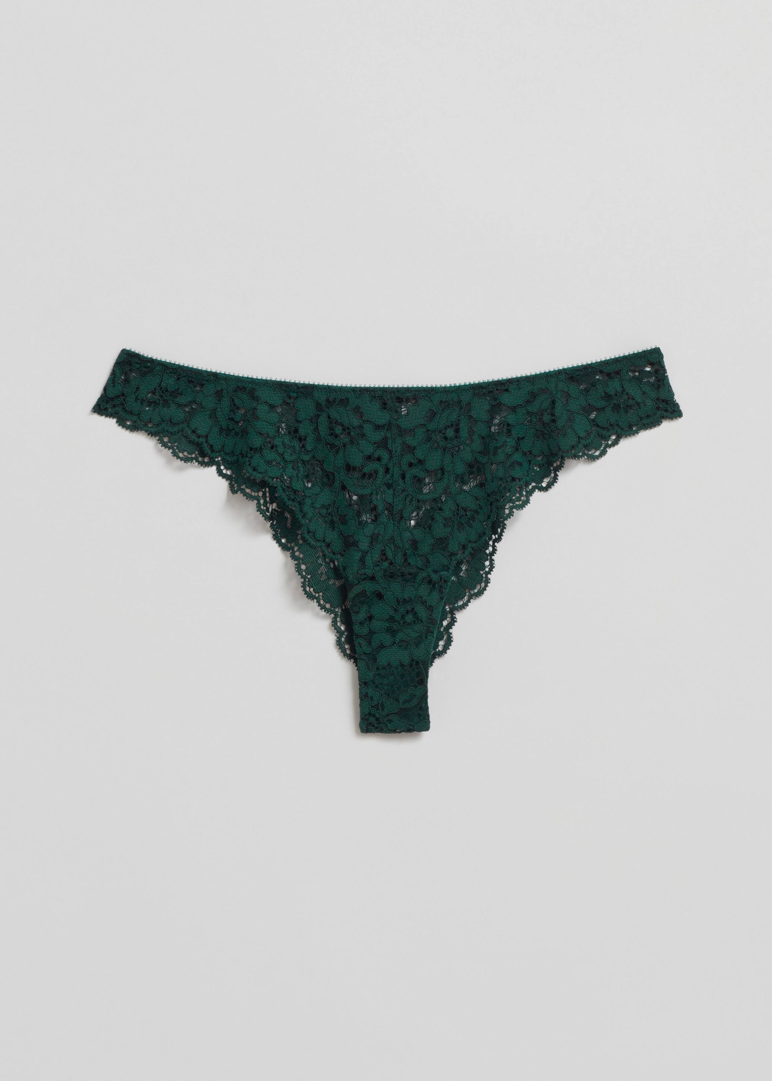 Tanga mit Spitze mit Wellenkante - Dunkelgrün - Stillleben