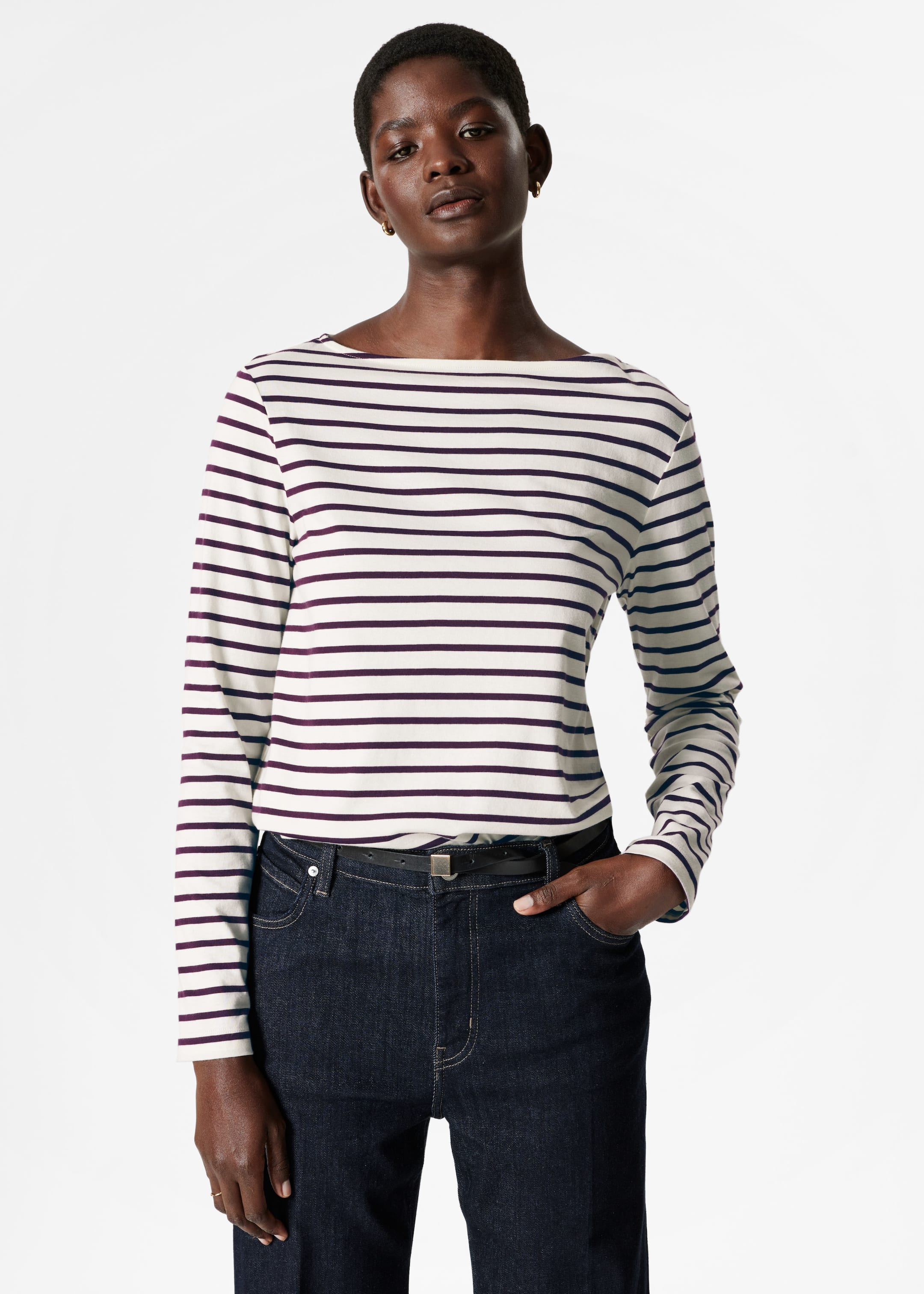 Visualizza immagine più grande: Maglia a righe Breton - Righe viola/bianco - DONNA | H&M IT 3