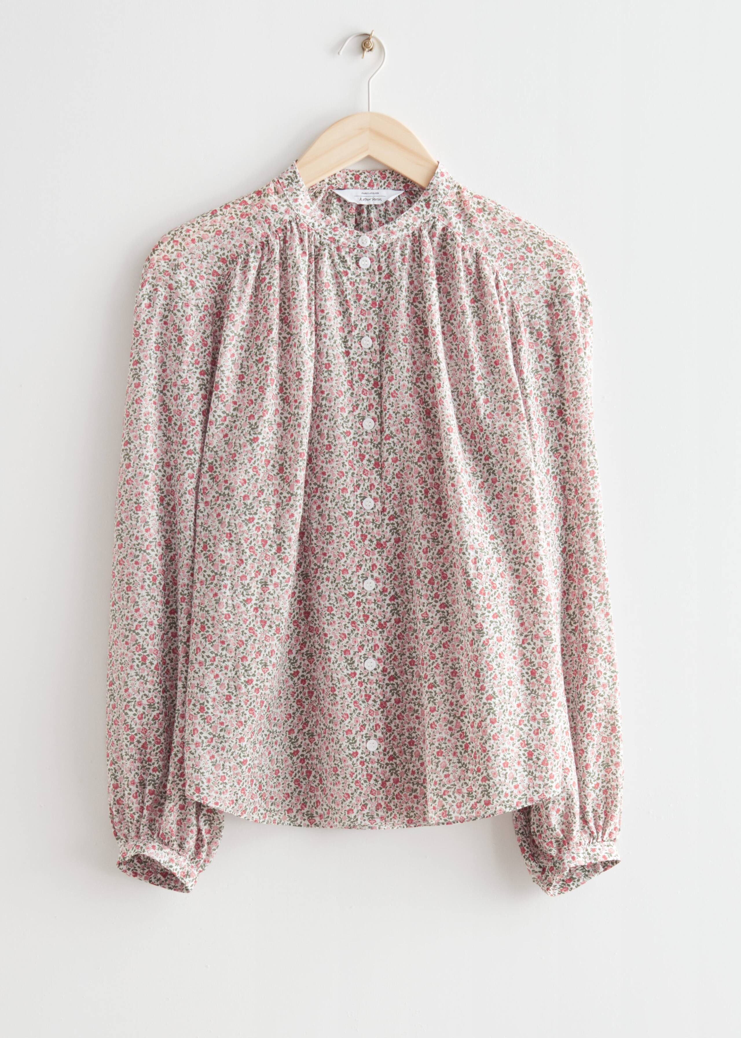 Printed Silk Blend Blouse - Yellow Florals - Natura morta
