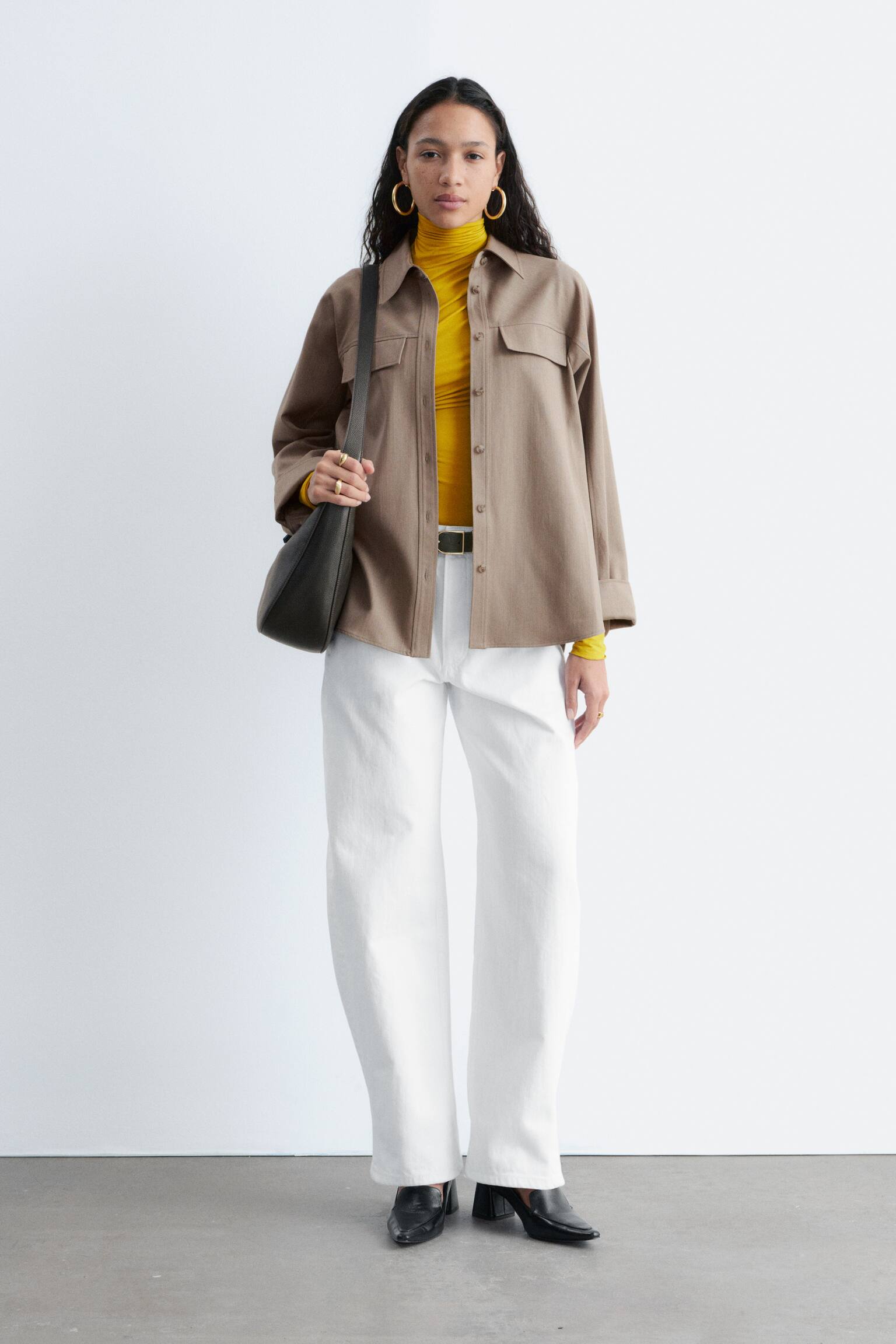 Strukturiertes Hemd aus Wolle und Baumwolle - Graubraun - 6