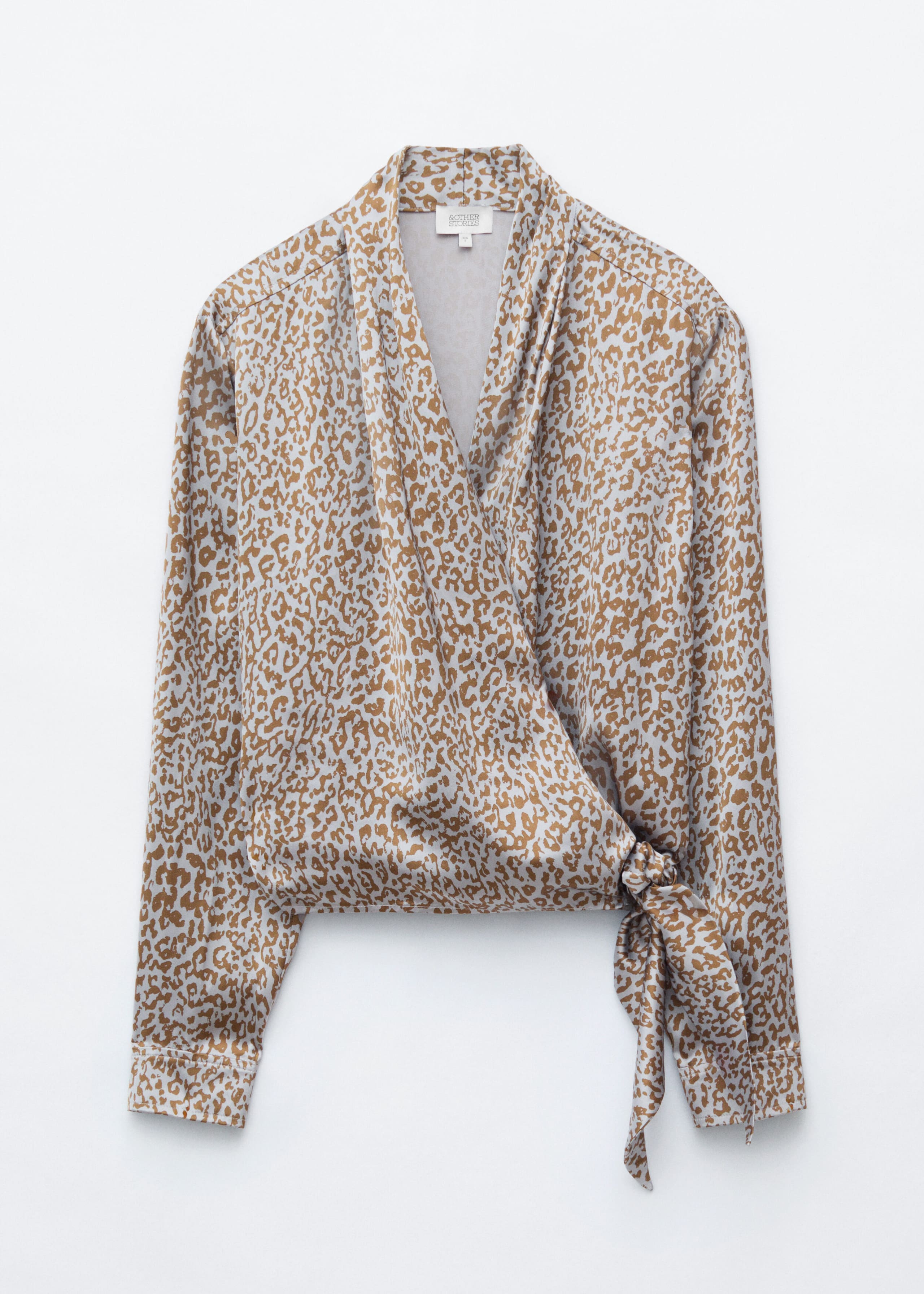 Printed Wrap Blouse - Grey/Leopard Print - Still Life
