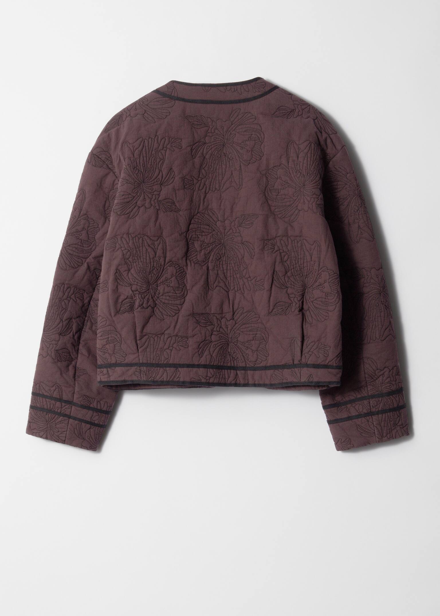 Veste matelassée à motif floral - Marron foncé - 8