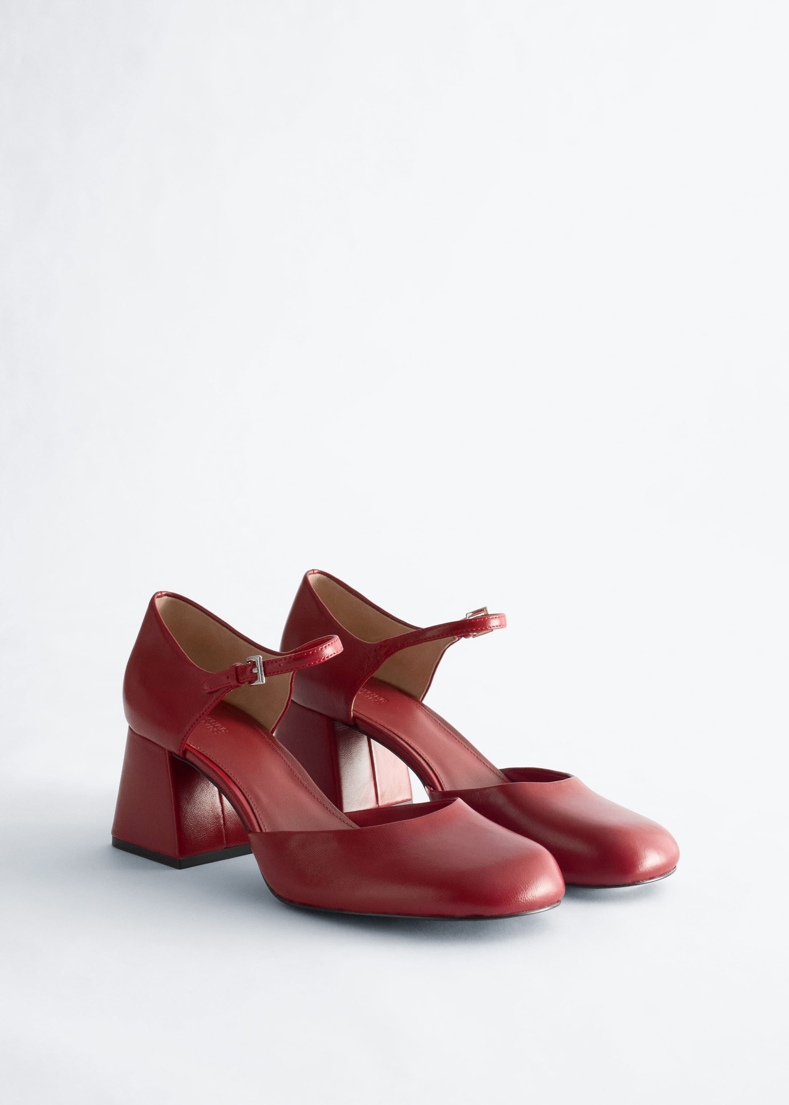 Leren pumps met blokhak - Gebroken wit - Stilleven