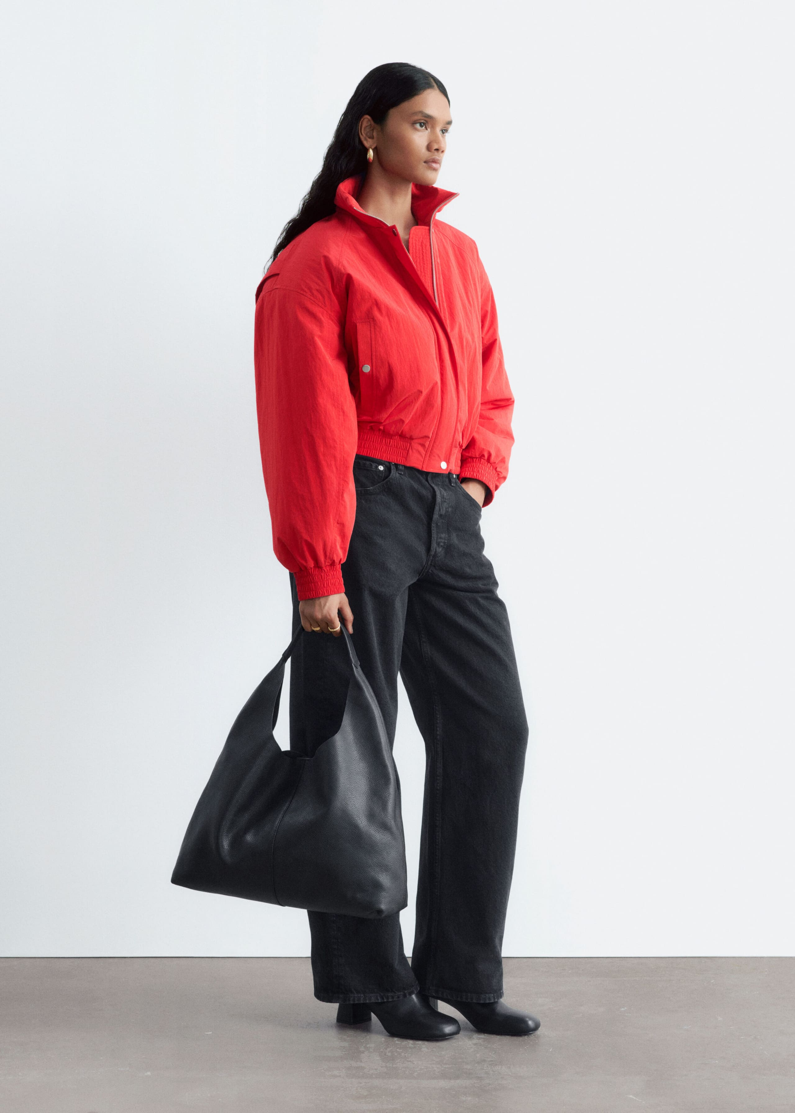 80s-Inspired Bomber Jacket - Red - Lookbook
