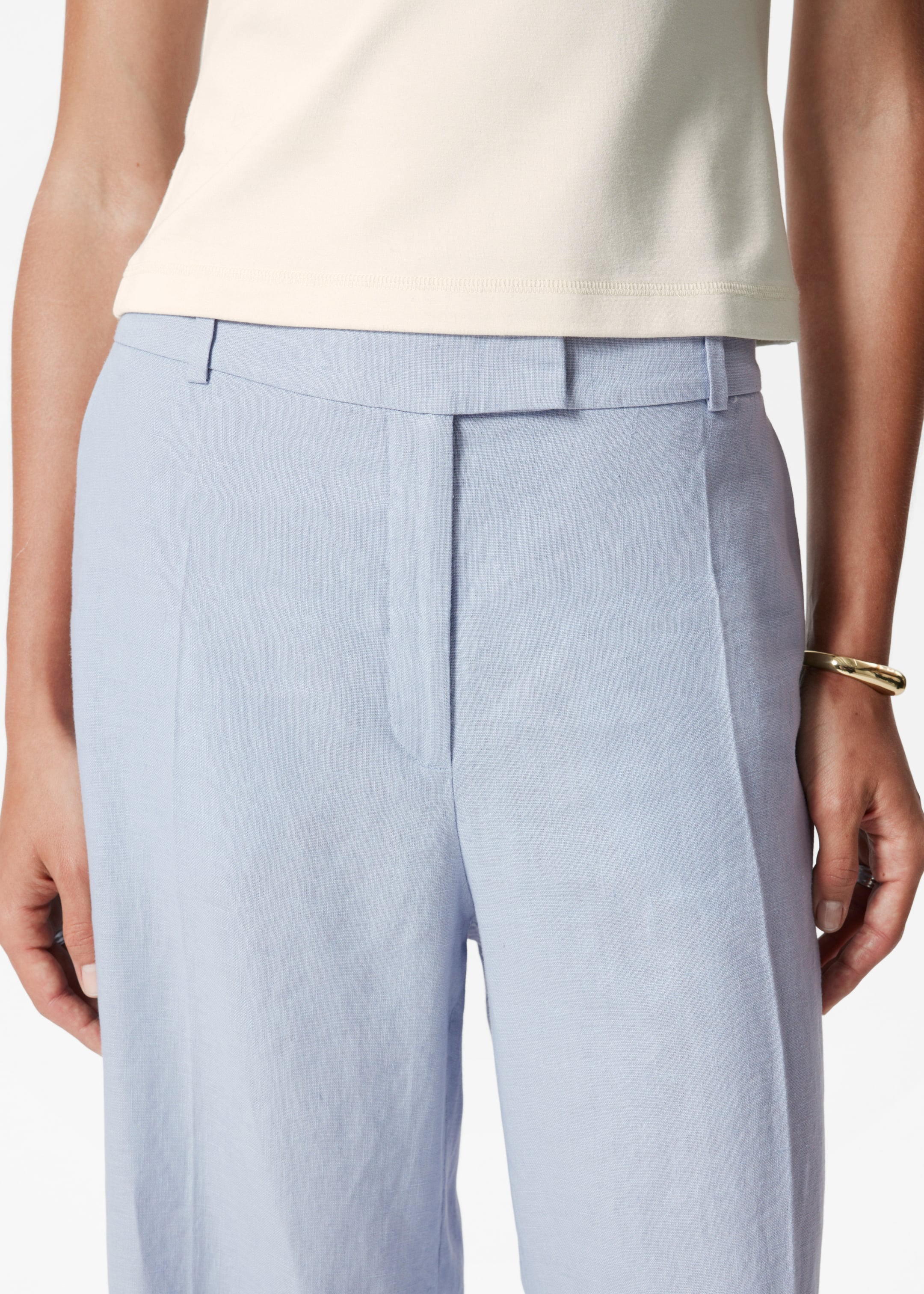 Vezi imaginea mai mare: Pantaloni din In Croiți - Albastru deschis - FEMEI | H&M RO 2