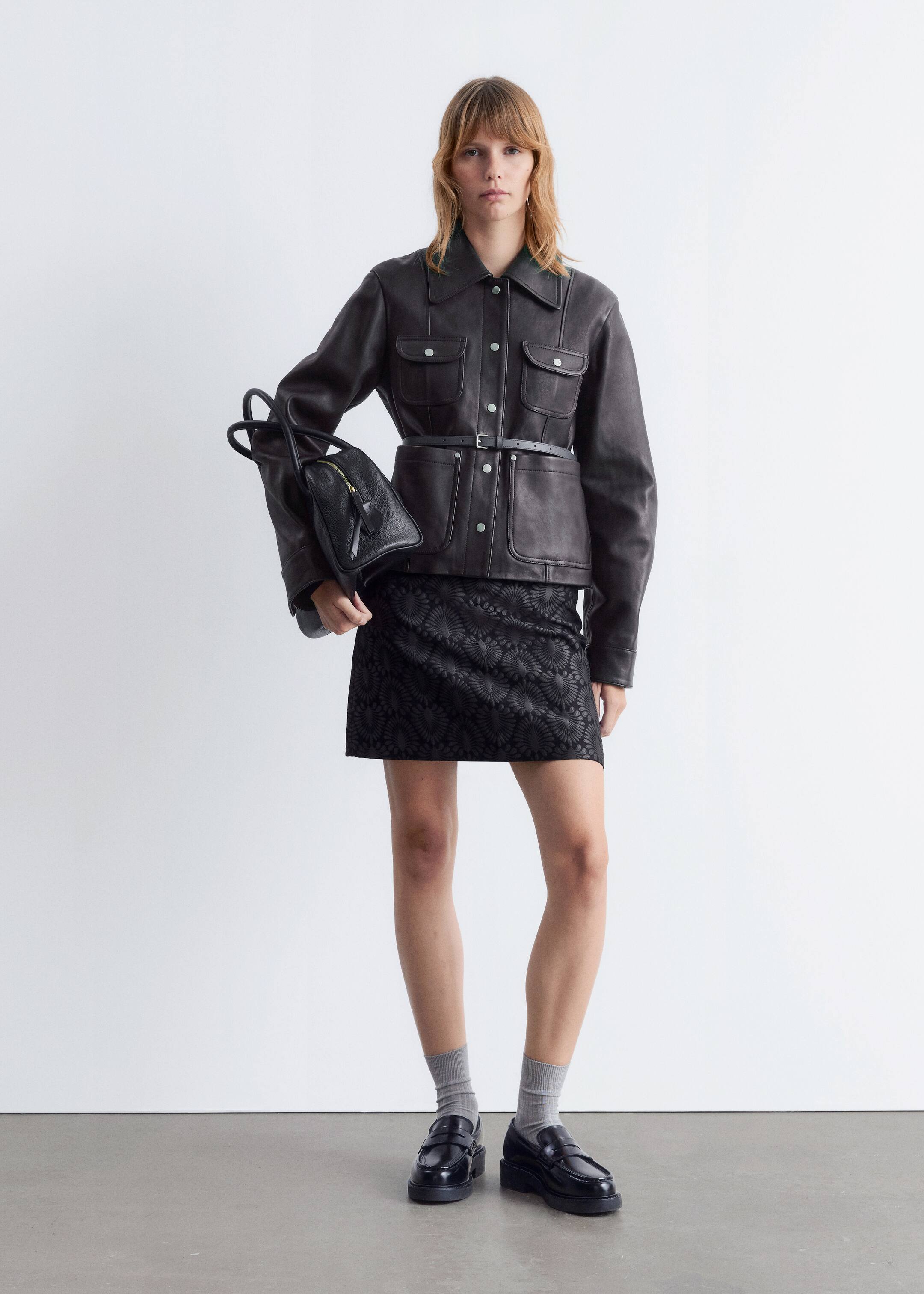 Größeres Bild ansehen: Patch-Pocket Leather Jacket - Black - Ladies | H&M DE 1