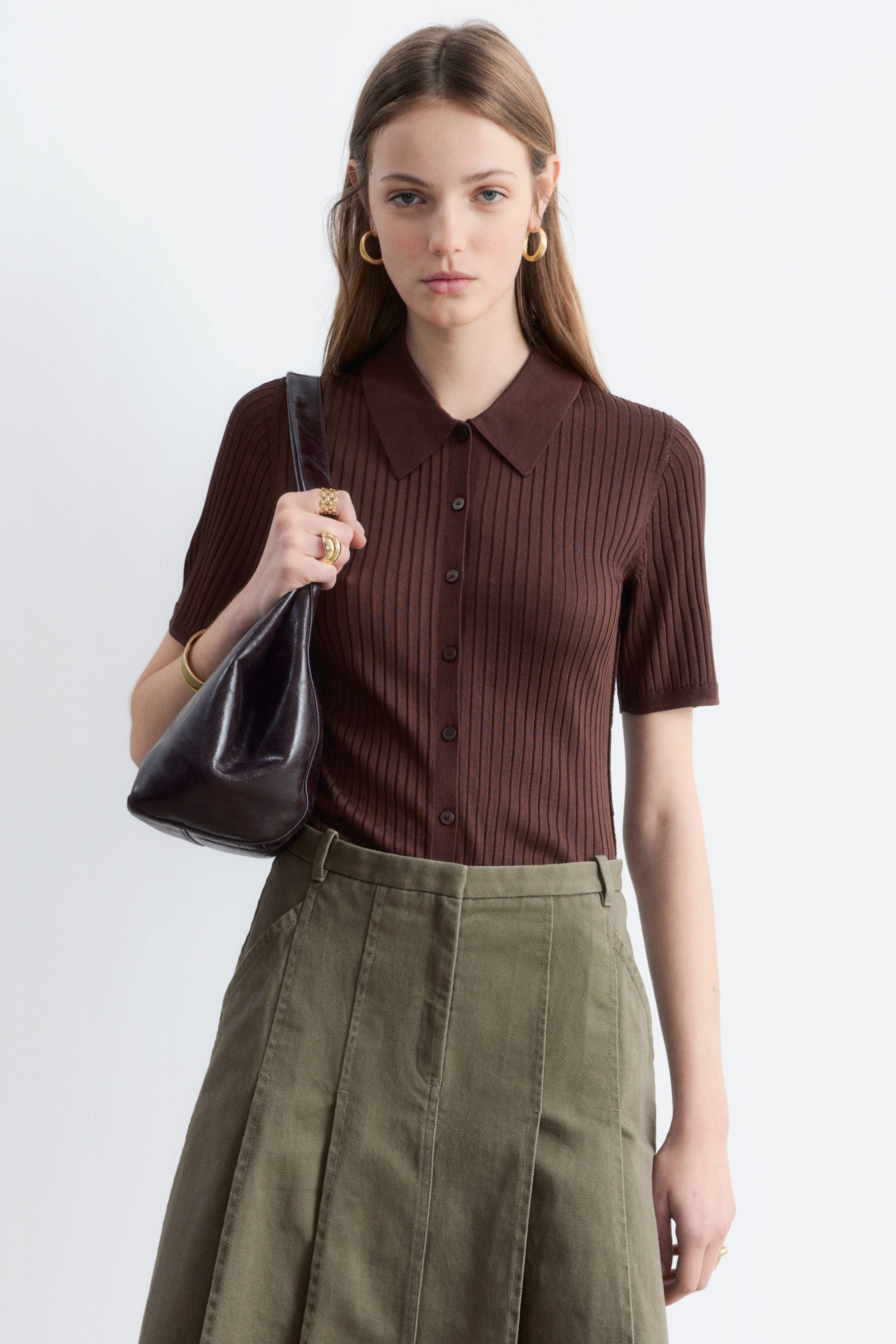 Grösseres Bild ansehen: Rippstrickoberteil  - Dunkelbraun - DAMEN | H&M CH 1