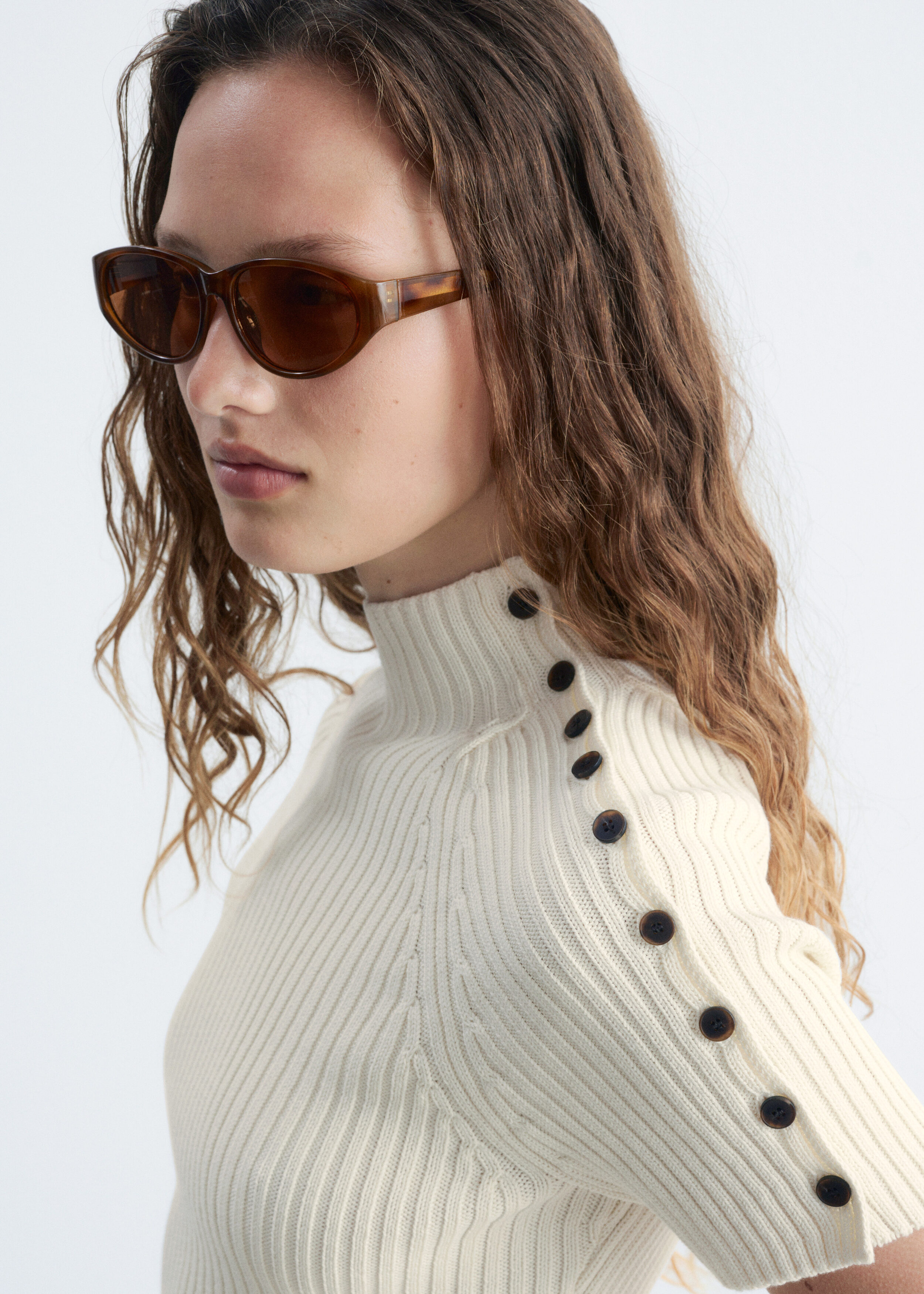 Mock-Neck Ribbed Top - Off White - & Other Stories US