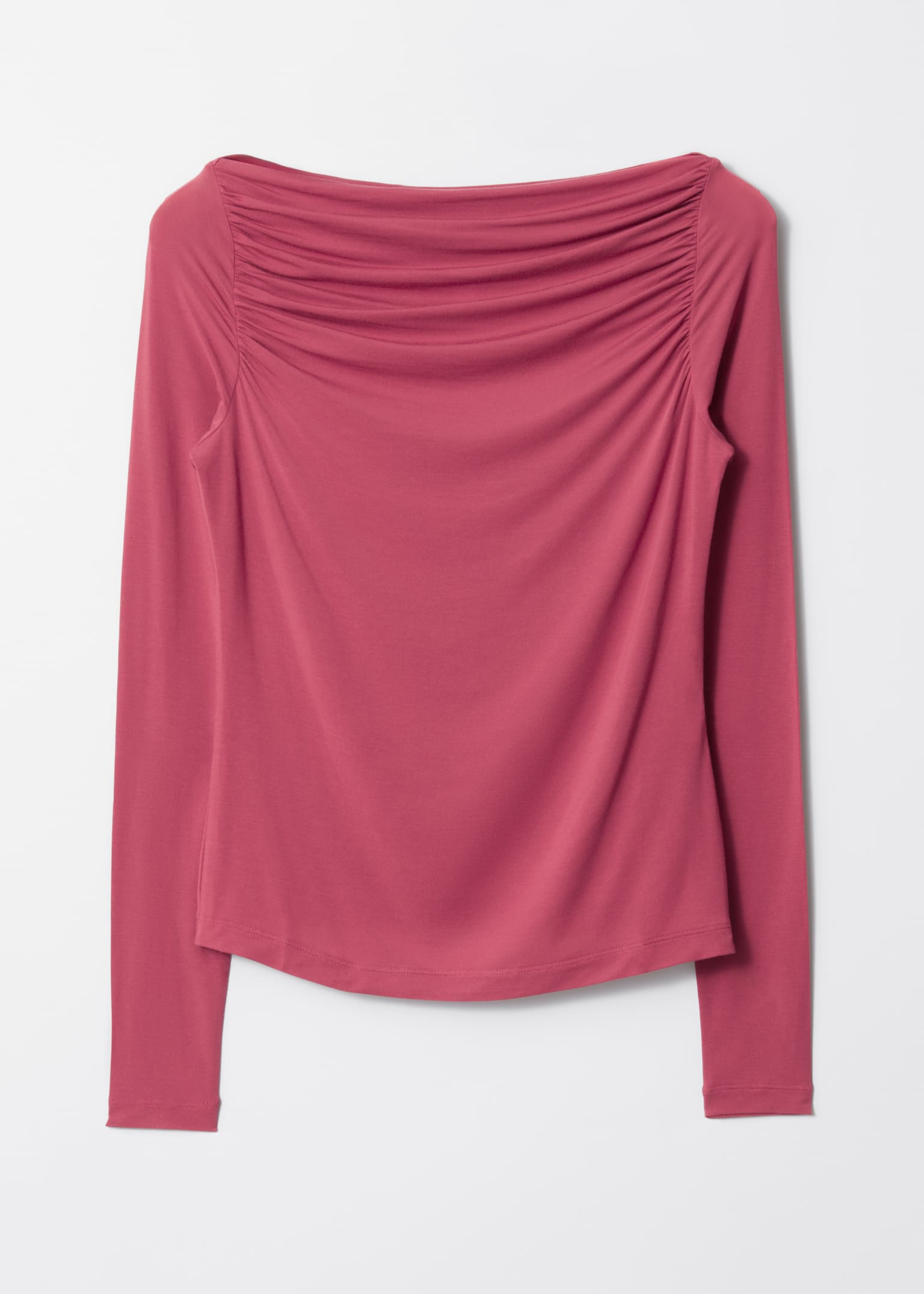 Haut drapé à encolure bateau - Rouge/Taupe/Marron Clair