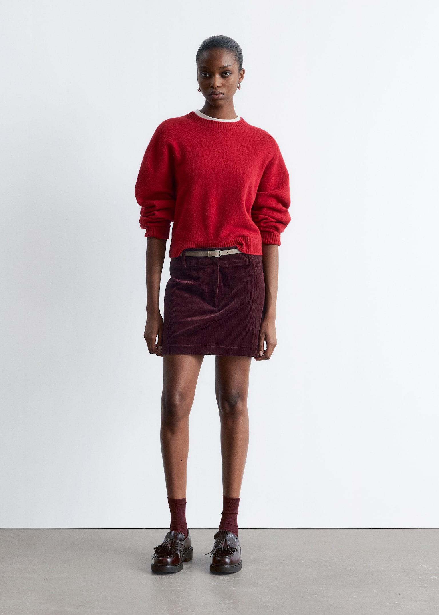 Knitted Sweater - Dark Red/Dark Brown - 4