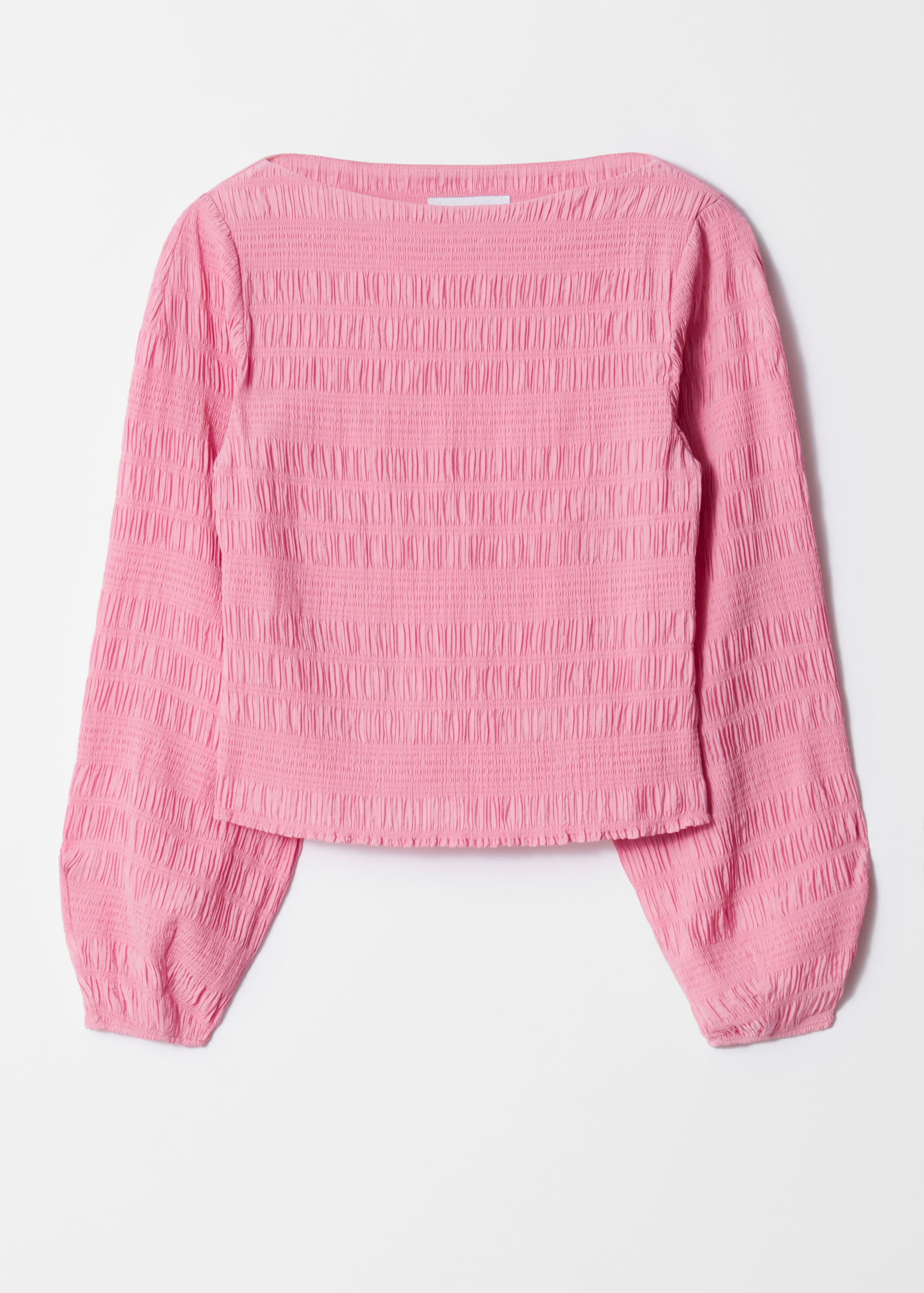 Grösseres Bild ansehen: Gesmoktes Oberteil mit U-Boot-Ausschnitt - Rosa - DAMEN | H&M CH 1
