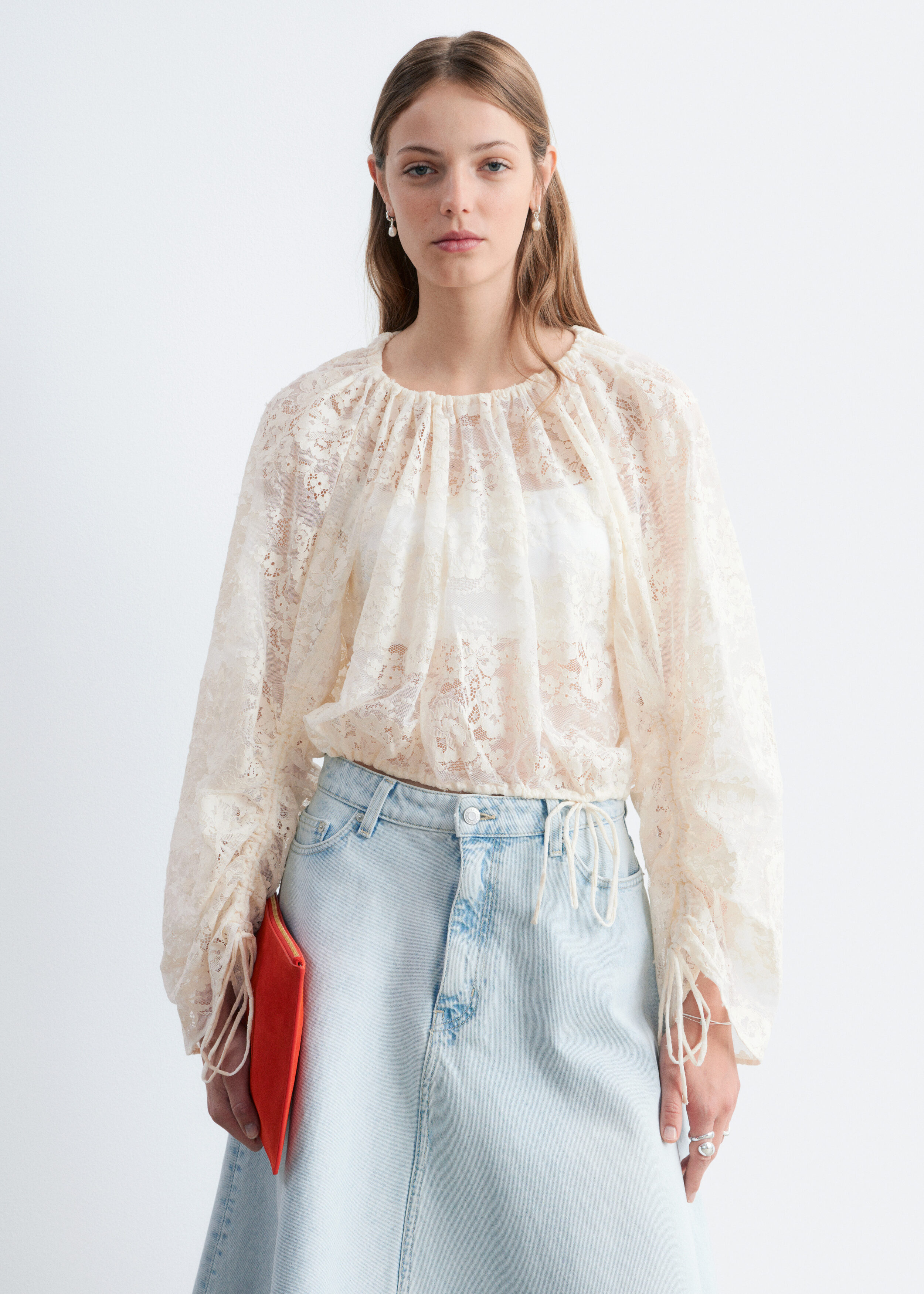 Gathered Lace Blouse - White - Blouses | & Other Stories US