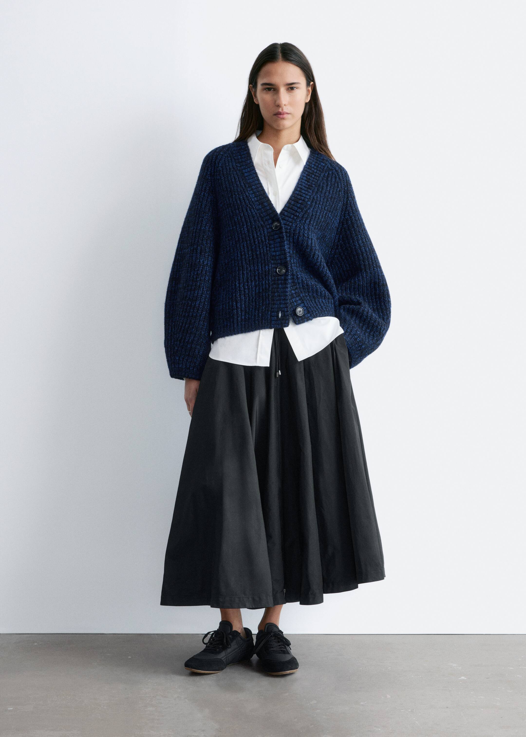 Ver imagen más grande: Cárdigan de punto de canalé grueso - Azul jaspeado - MUJER | H&M ES 1