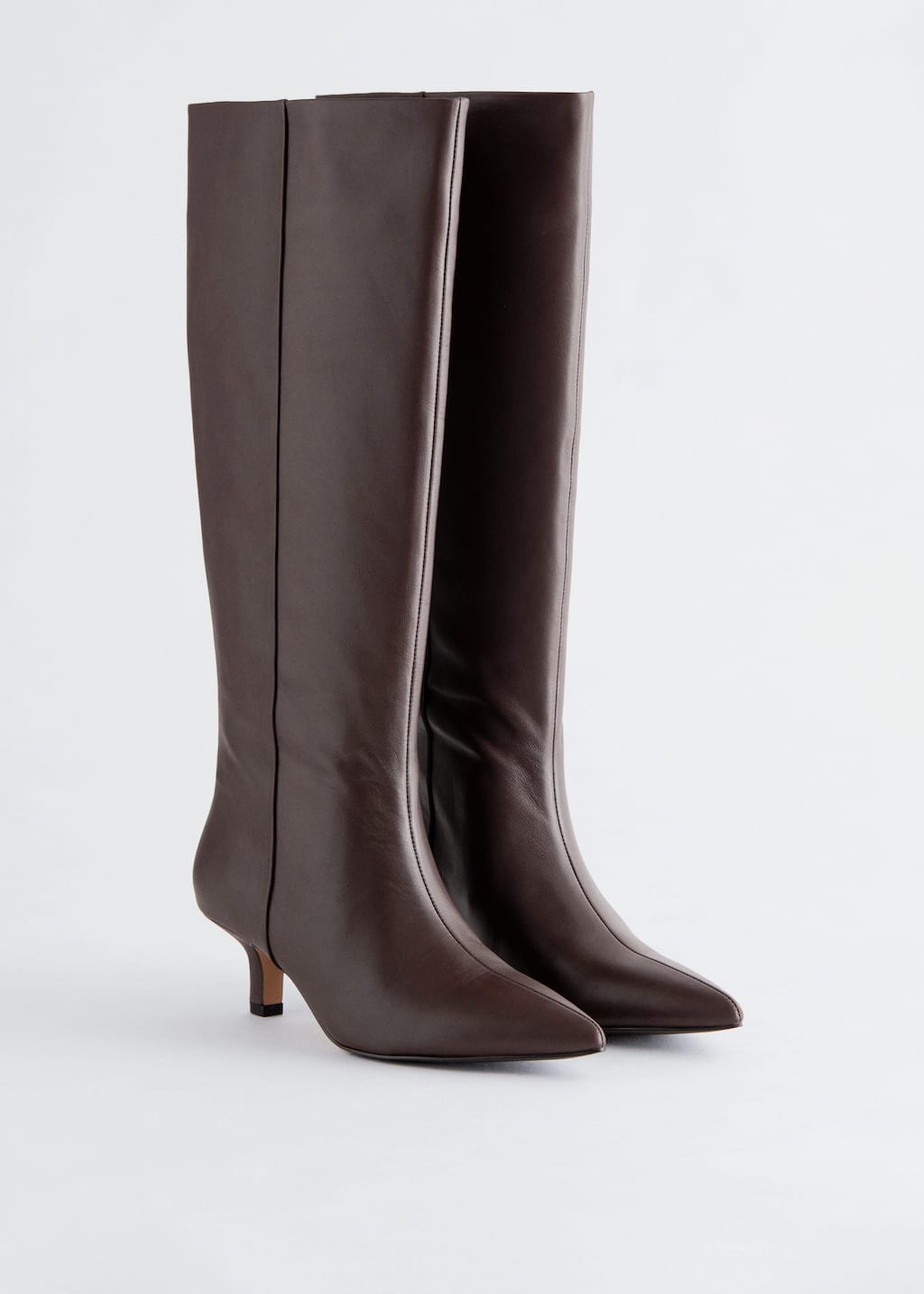 Image of Kitten Heel Leather Knee Boots
