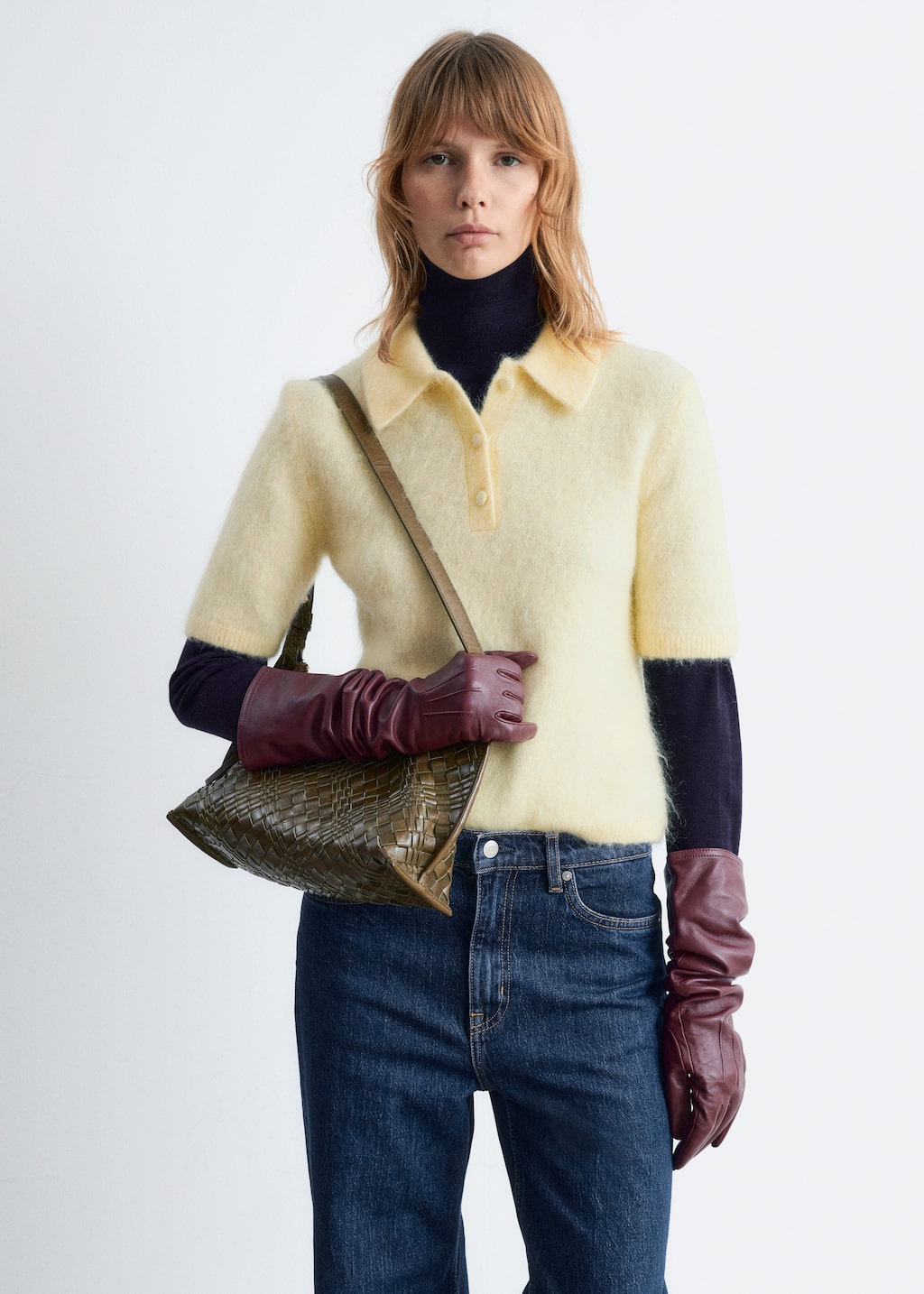 Image of Brushed Knit Polo T-Shirt