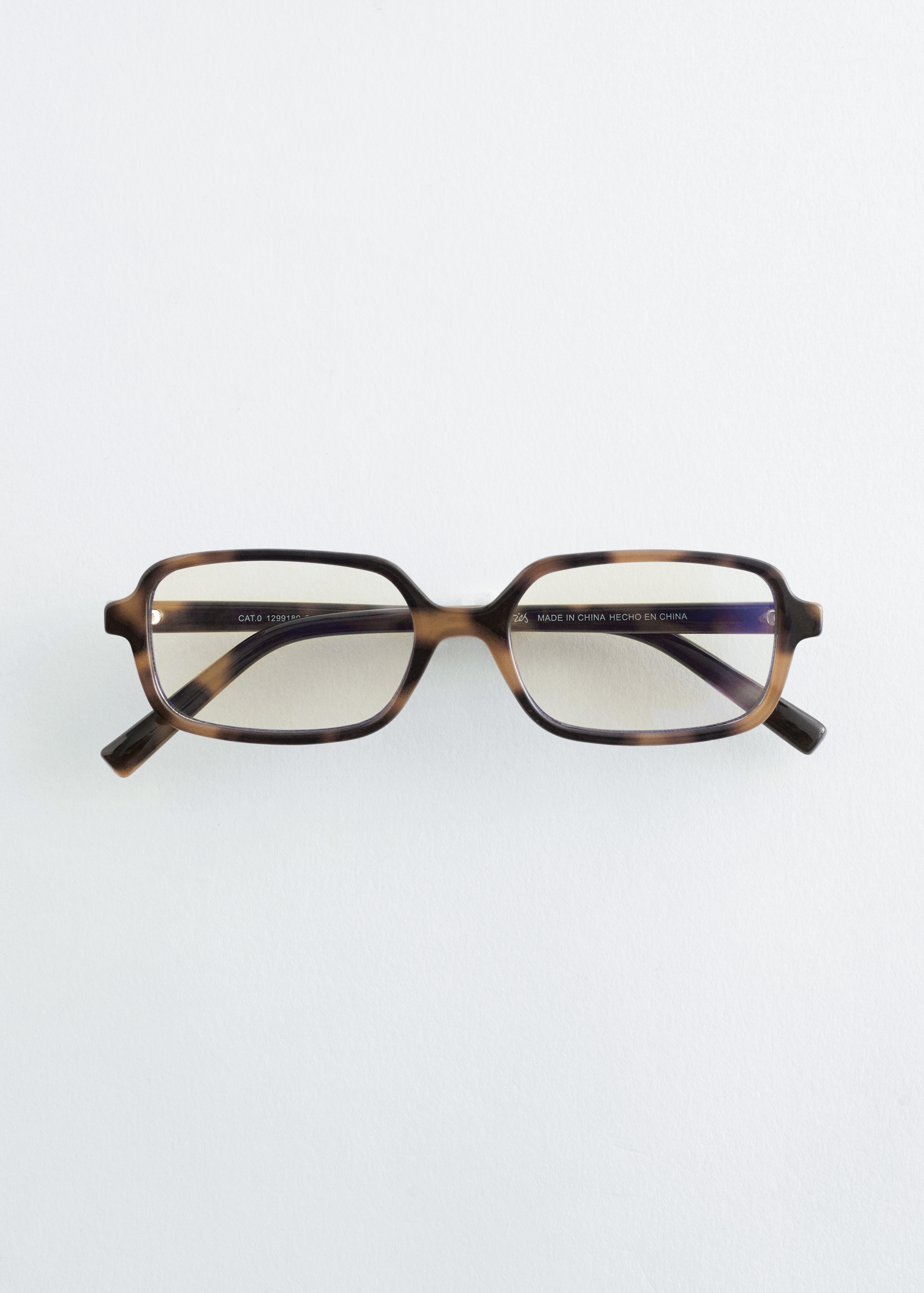 Elongated Rectangular-Frame Sunglasses - Brown Tortoise/Transparent
