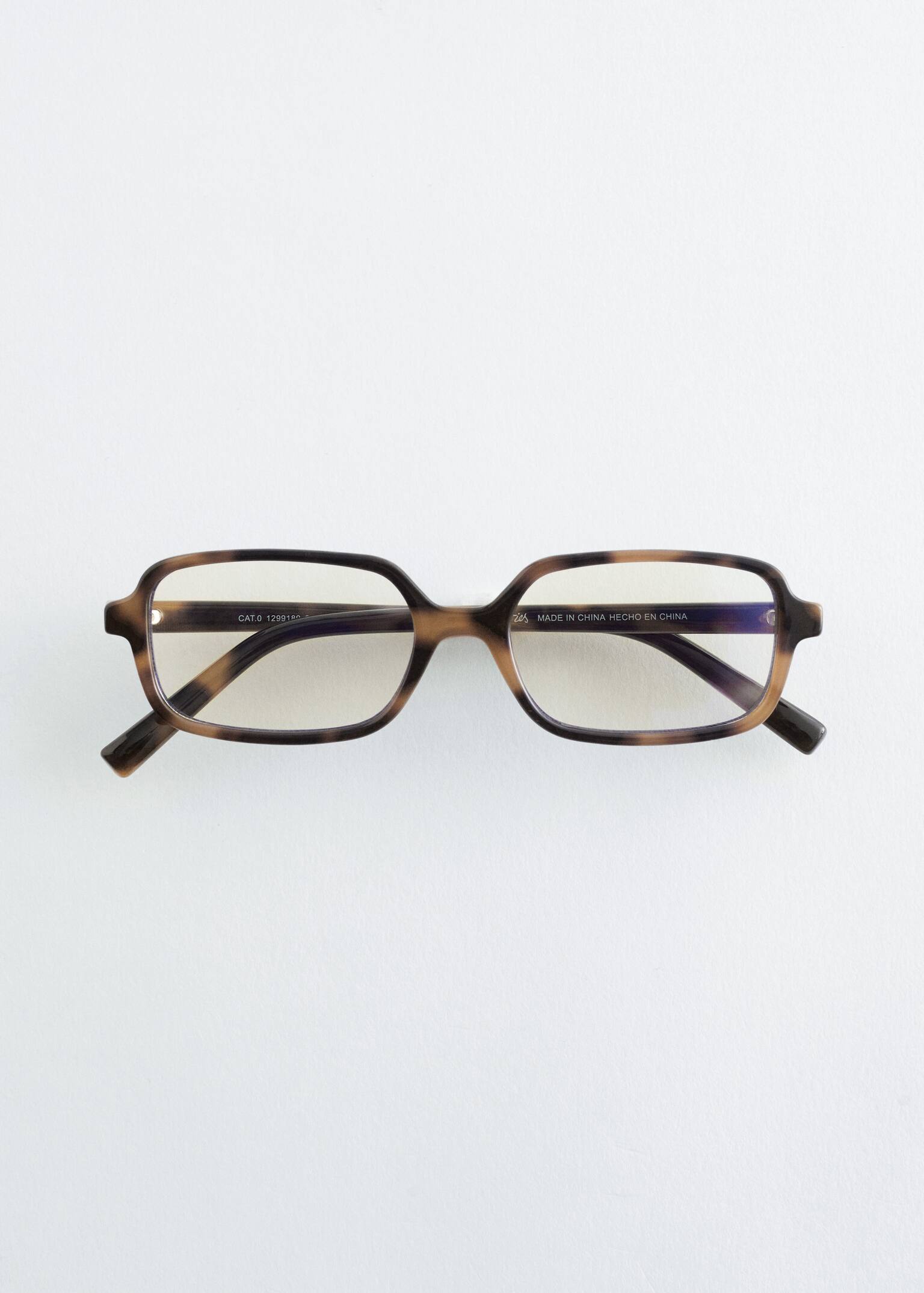 Ochelari de Soare cu Ramă Dreptunghiulară Alungită - Maro Tortoise/Transparent - 2