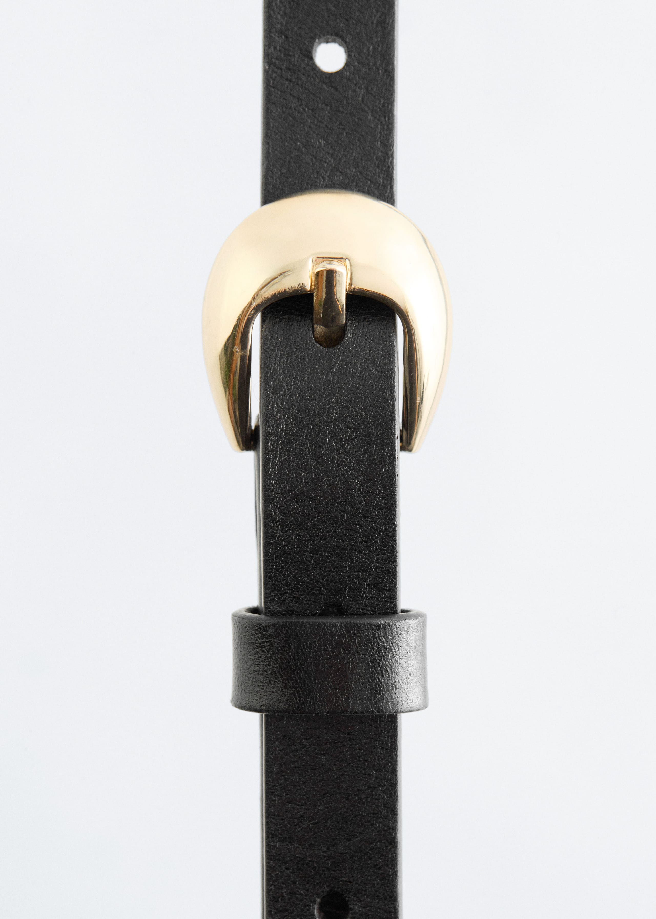 Image of Crescent-Buckle Slim Leather Belt
