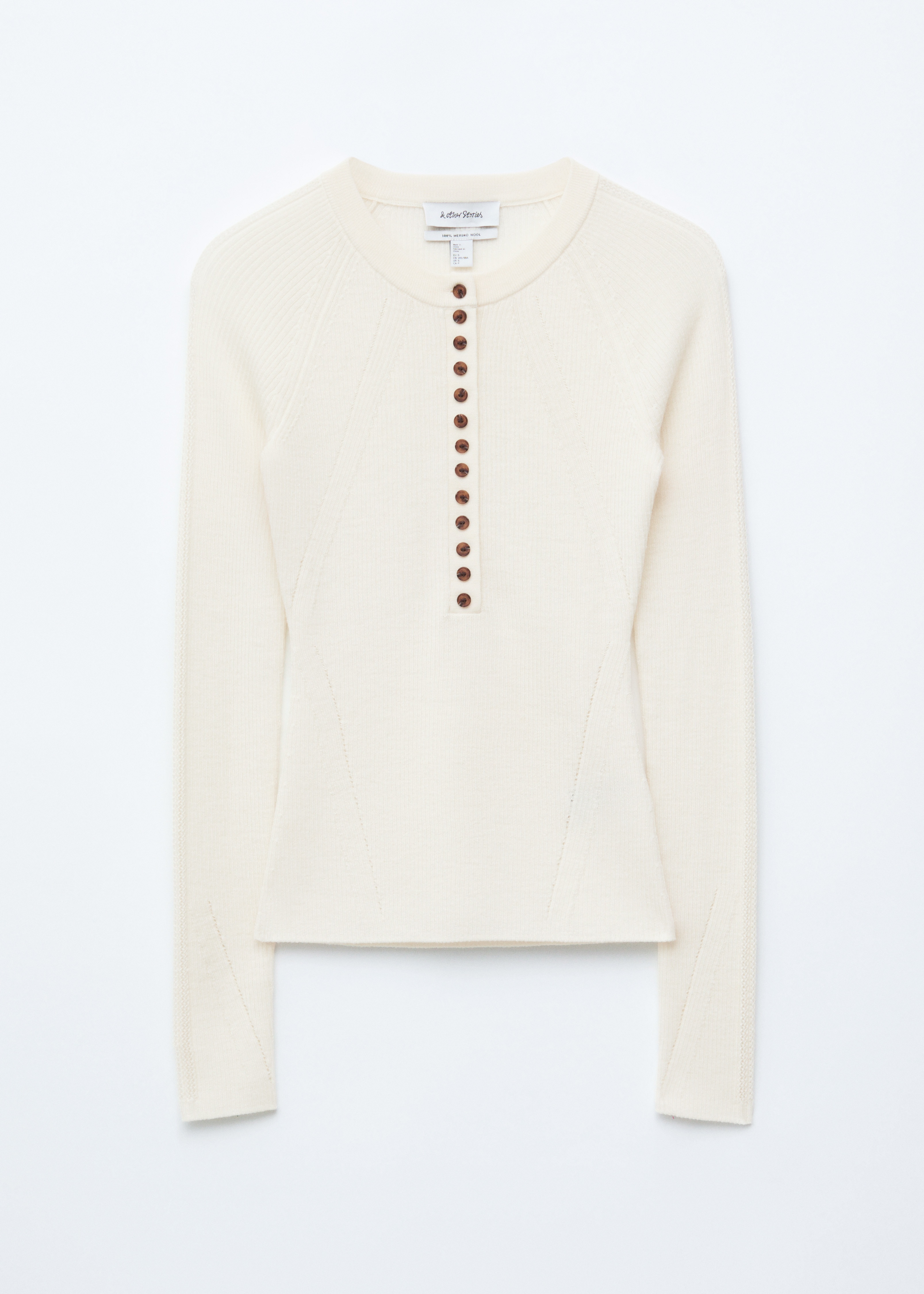 Полуплакетен вълнен топ - Кремаво