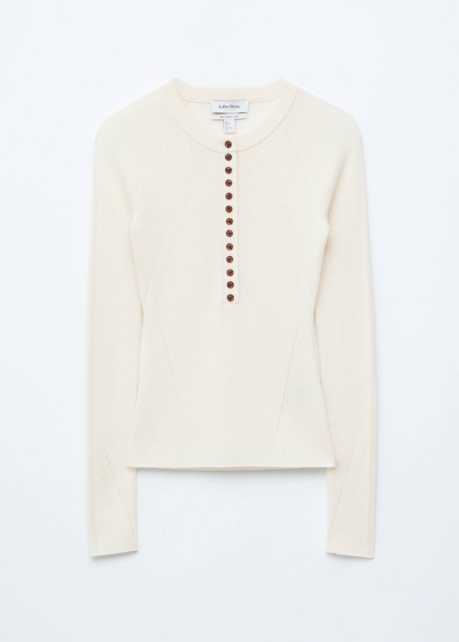 Полуплакетен вълнен топ - Кремаво - 1