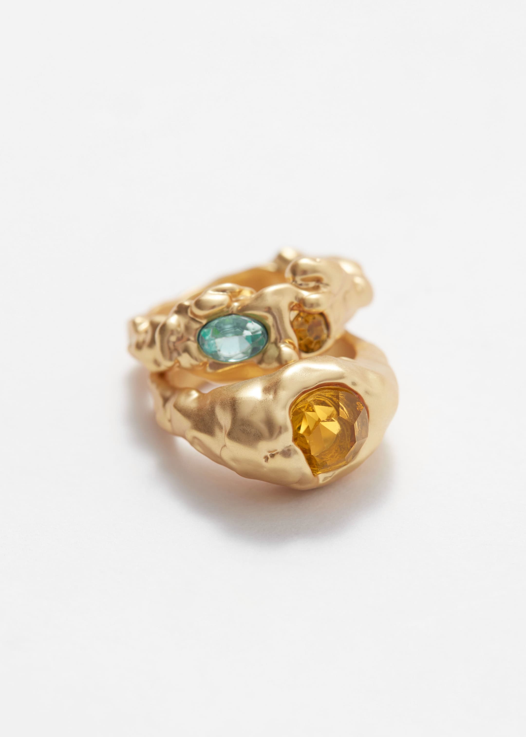 Größeres Bild ansehen: Skulpturierte Ringe im Set mit Schmucksteinen - Gold/Senf - Ladies | H&M DE 1