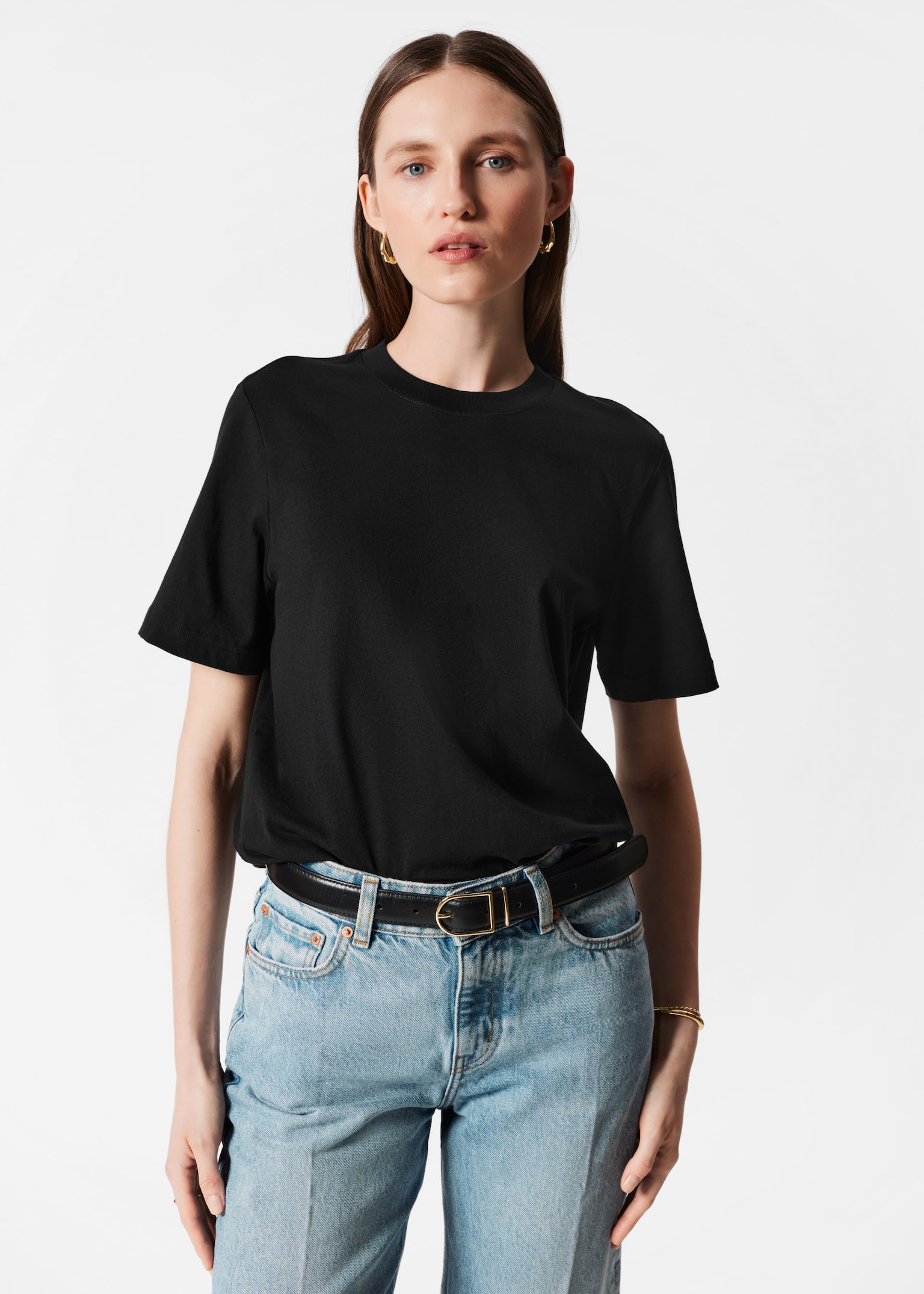 T-shirt met ronde hals - Zwart/Wit/Donkergrijs gemêleerd/Taupe/Rood/Lichtgroen/Donkerbruin/Vaalblauw - 1