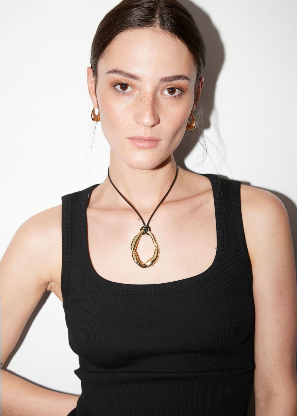 Molded Pendant Cord Necklace - Gold - Lookbook