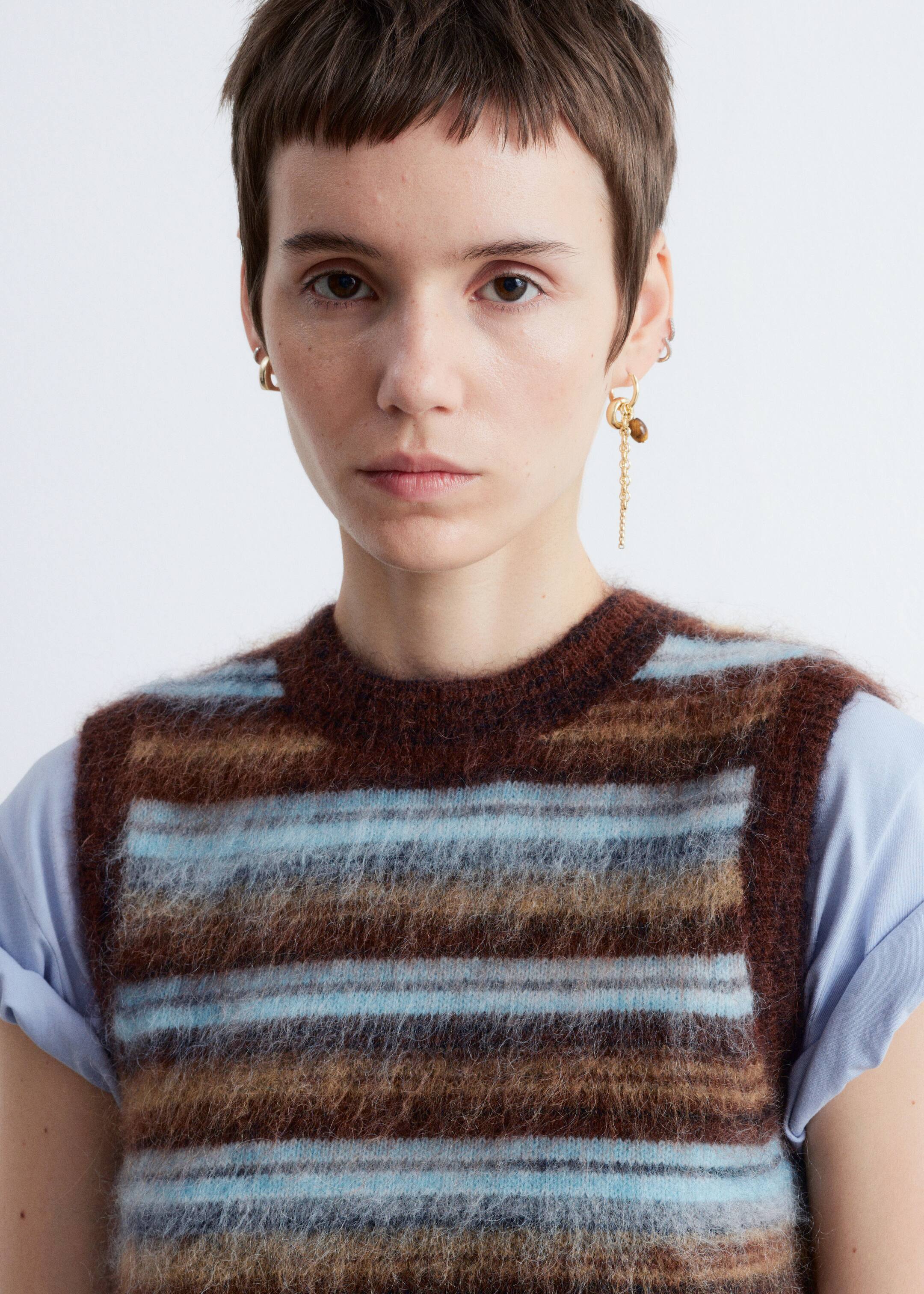 Größeres Bild ansehen: Strickweste aus Mohair-Mix - Braun/Blau gestreift - Ladies | H&M DE 3