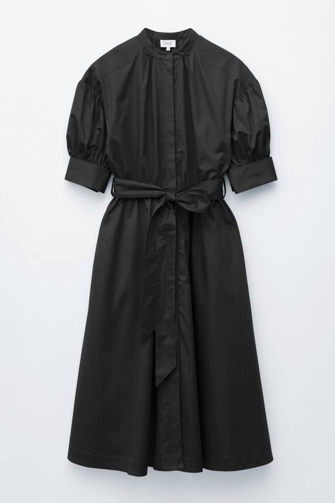 Kleid aus Baumwolle mit Gürtel - Schwarz/Rot - 1