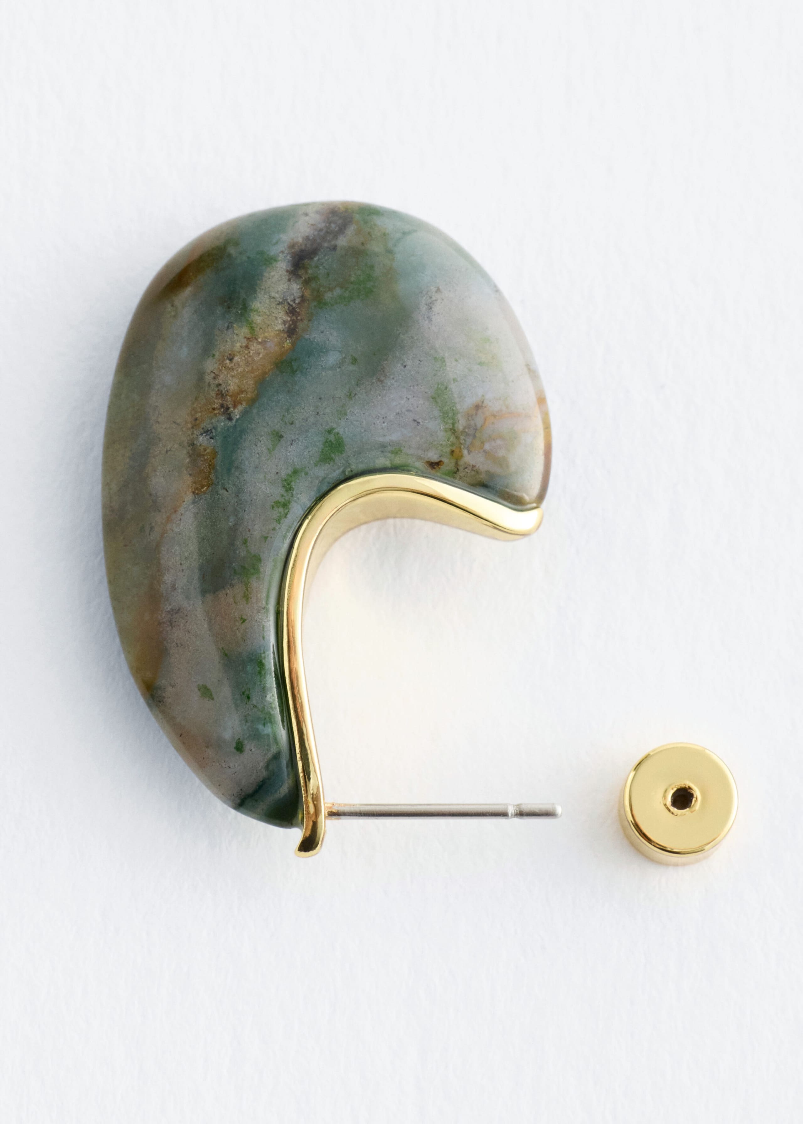 Agate Half-Hoop Earrings - Gold/Turquoise - Still Life