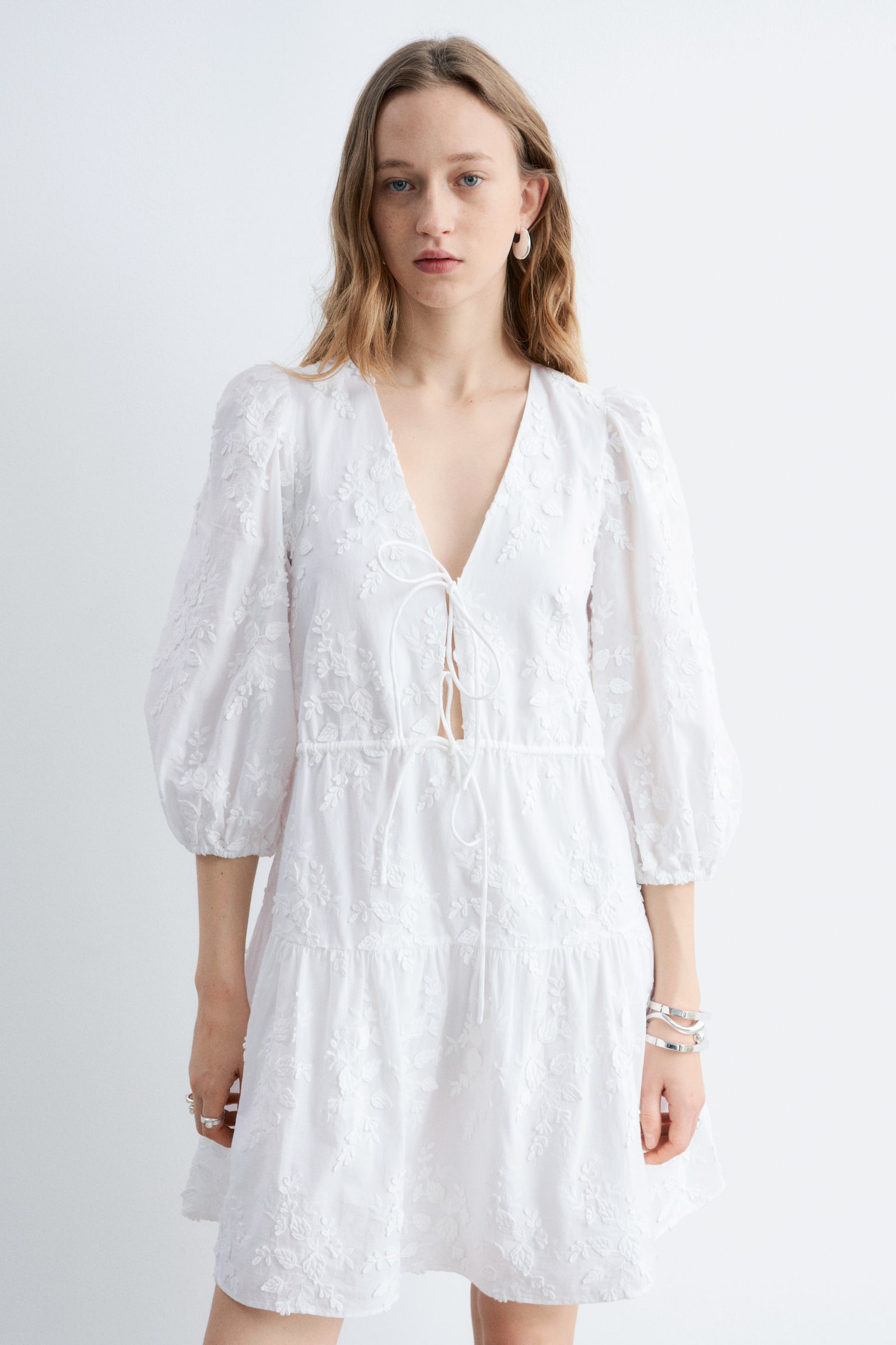 Minivestido bordado - Blanco - 1