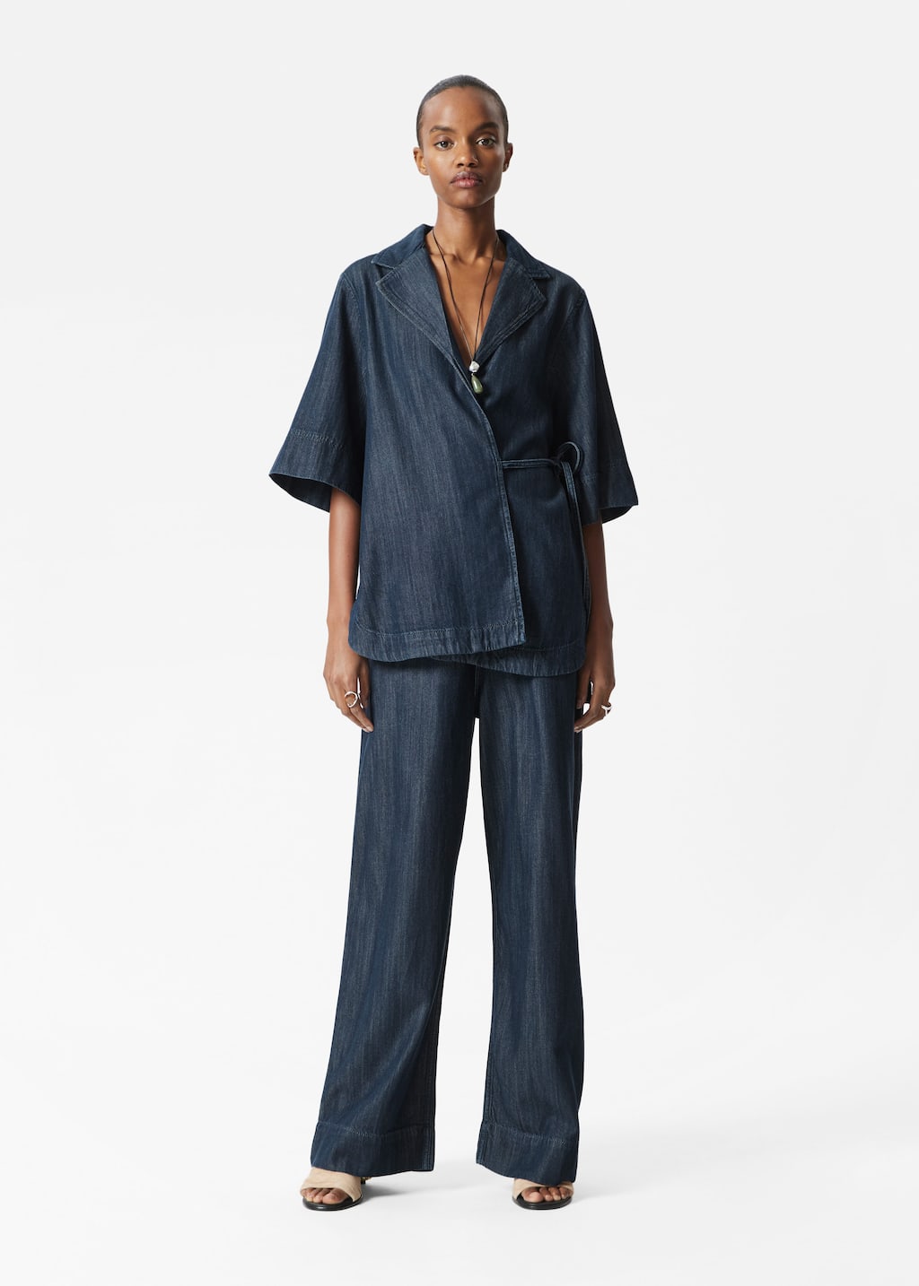 Image of Wide-Leg Drawstring Jeans