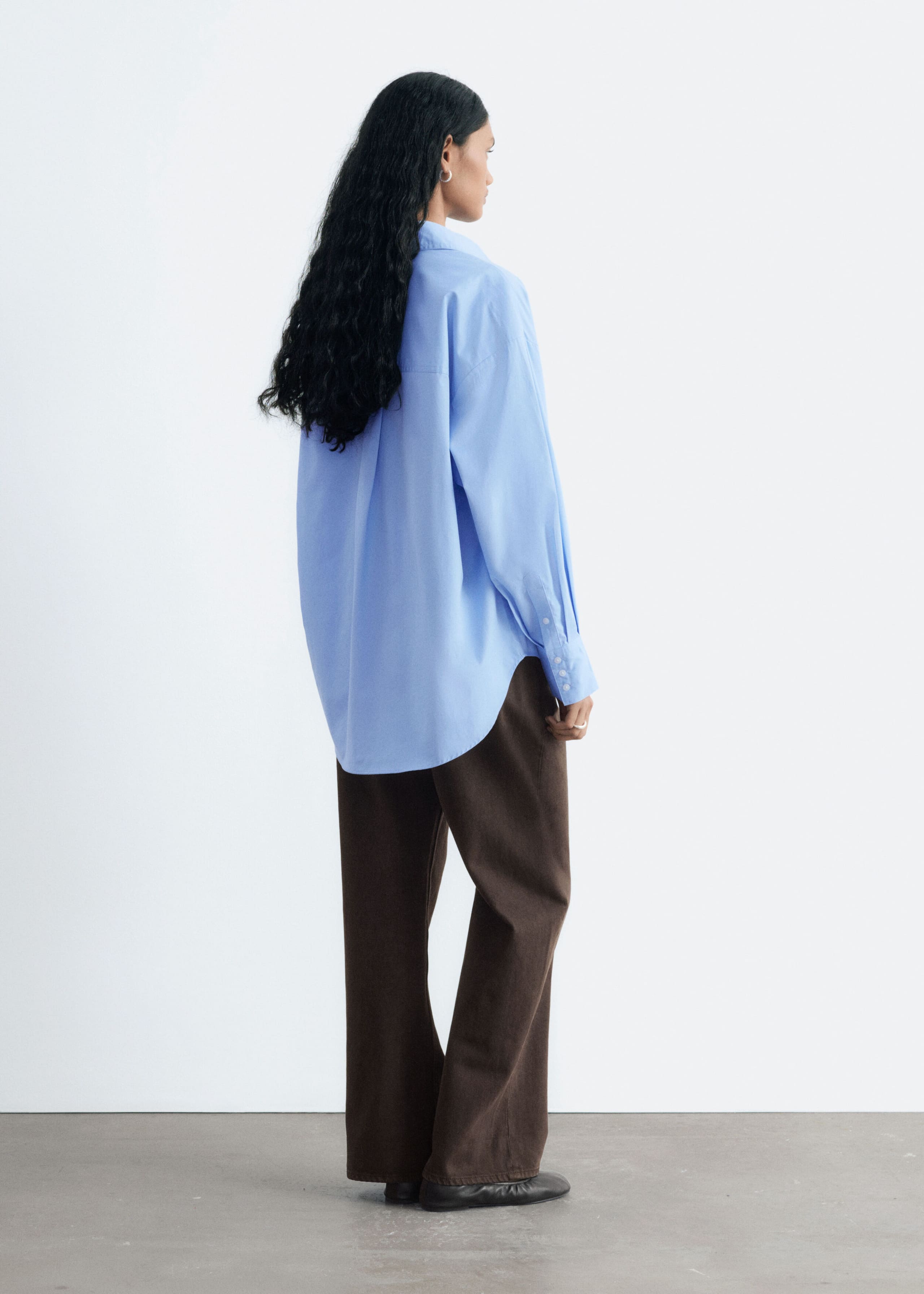 Oversized Cotton Shirt – Niebieski – Lookbook