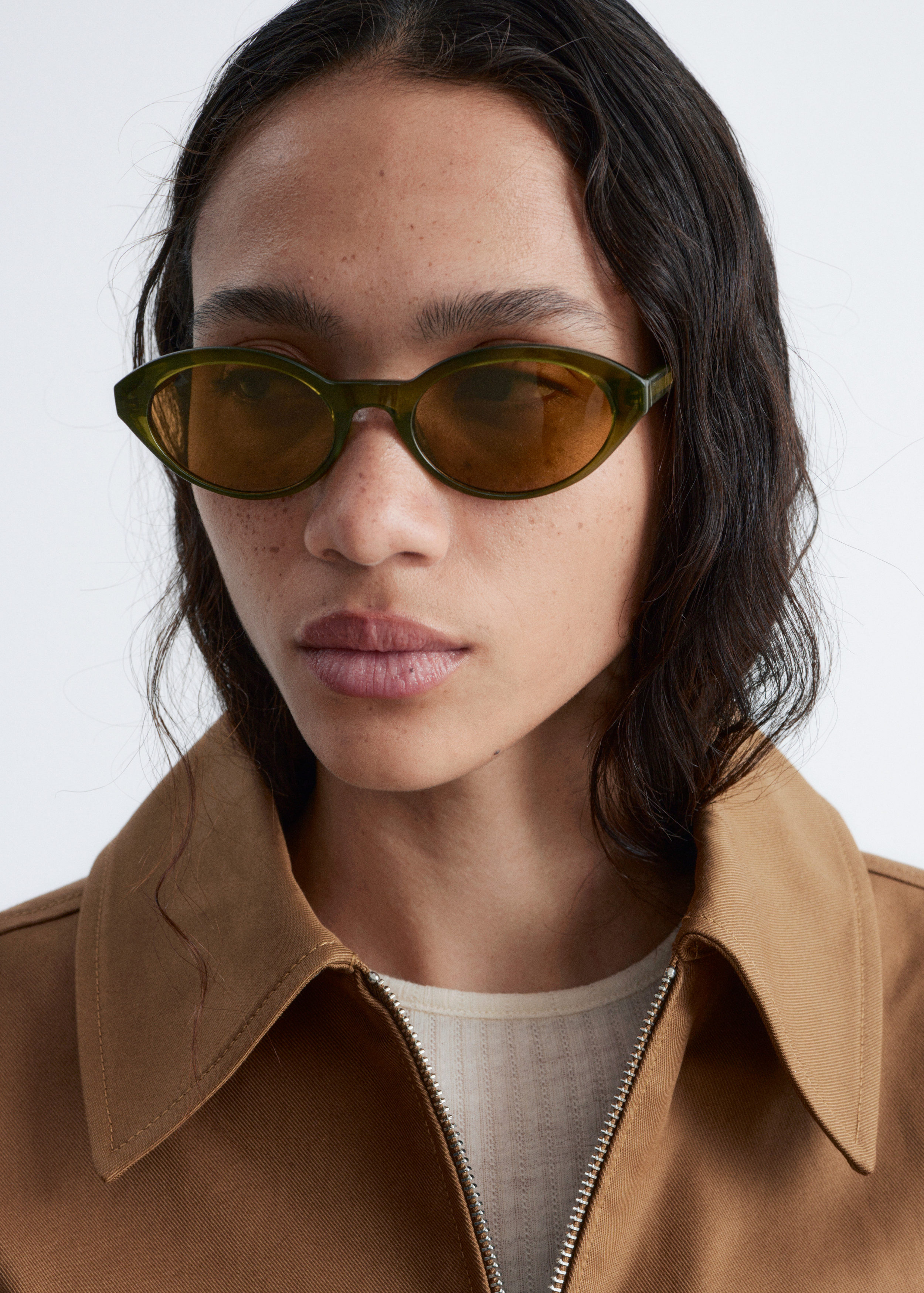 小物 Knuth Marf /oval sunglasses/olive Oval-Frame Sunglasses - Green - Sunglasses - & Other Stories CH