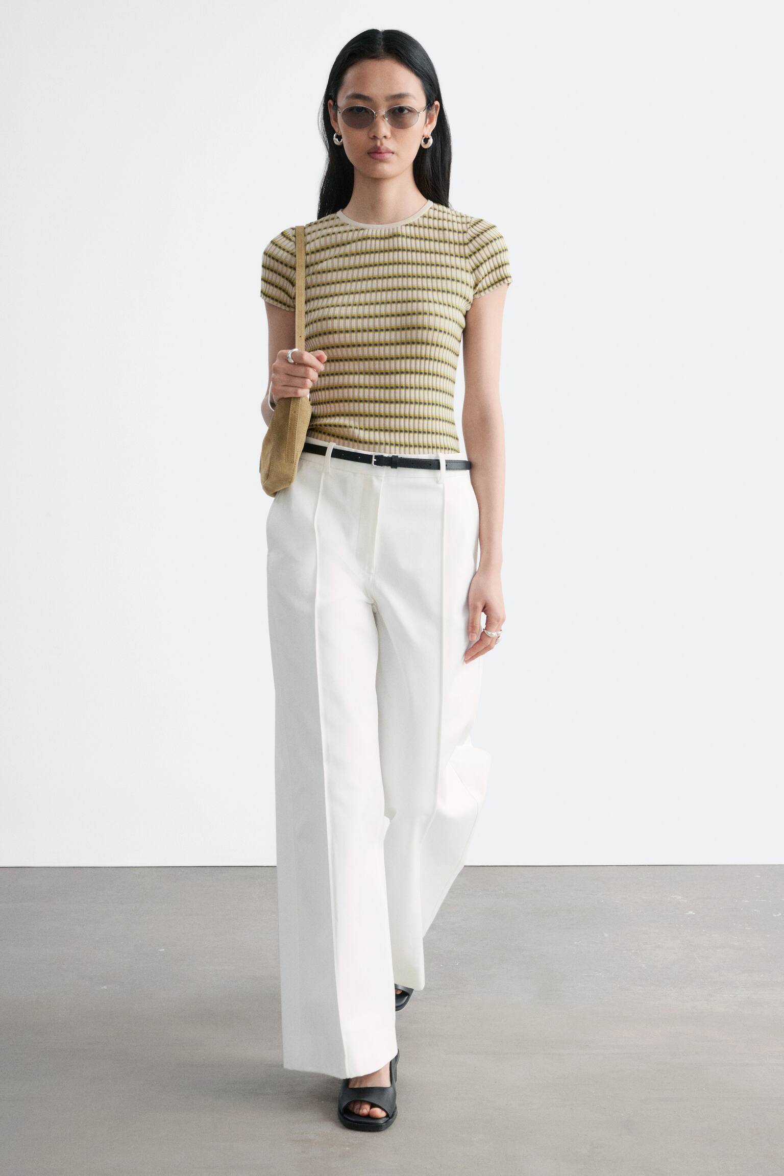 חולצת טי בסריגת ריב עם פסים - 5