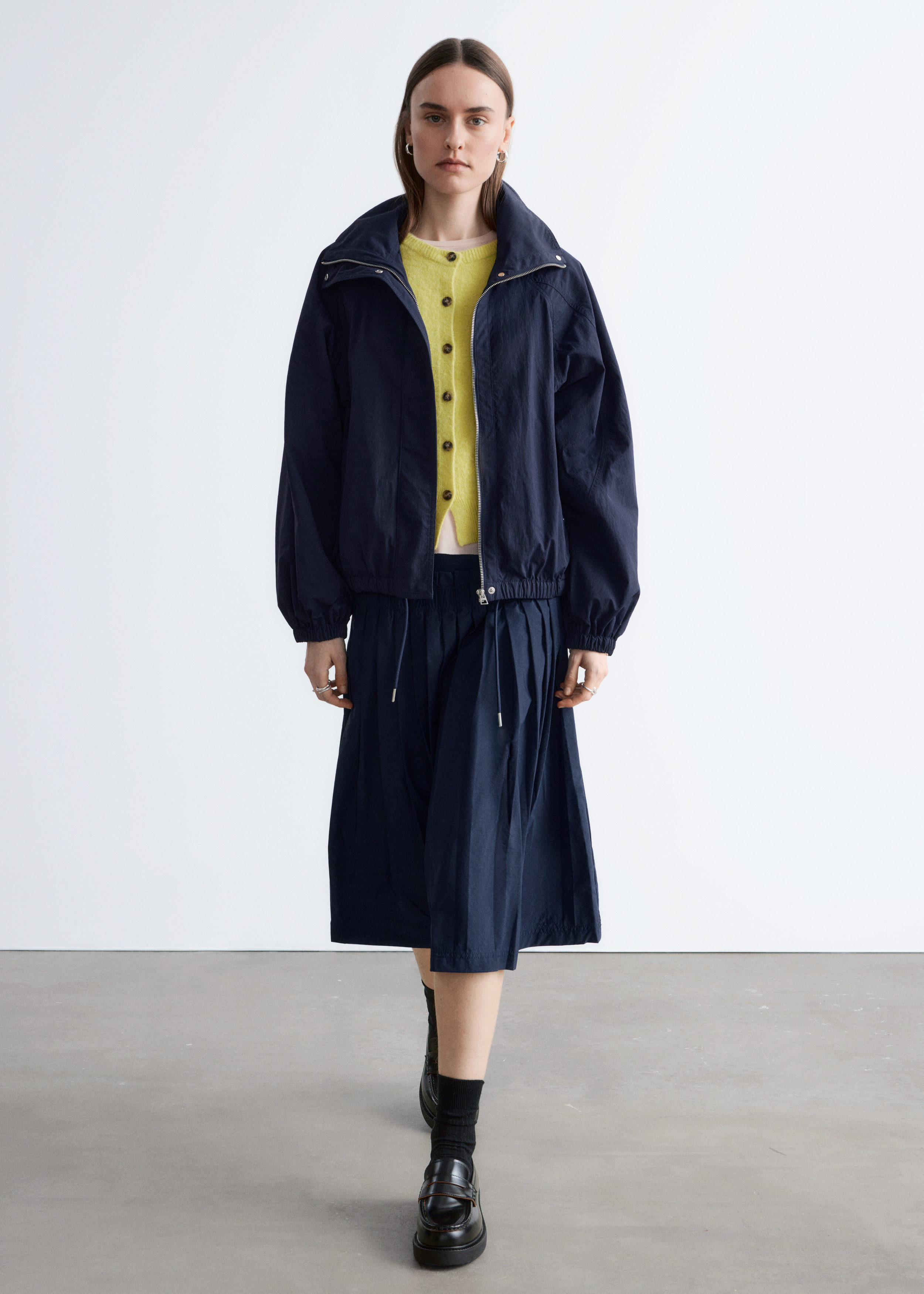 Stand-Collar Drawstring Jacket - Dark Blue - & Other Stories GG